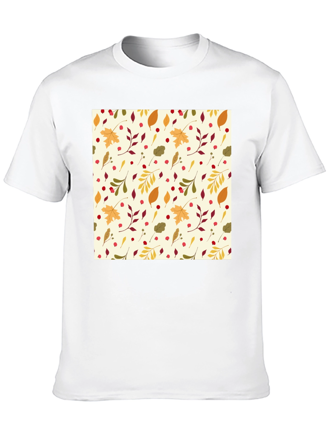 Autumn Leaves Pattern Black T-Shirt