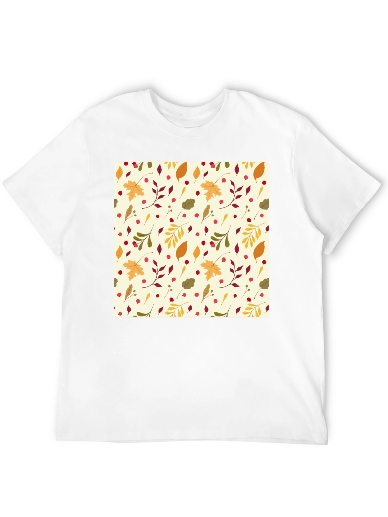 Autumn Leaves Pattern Black T-Shirt