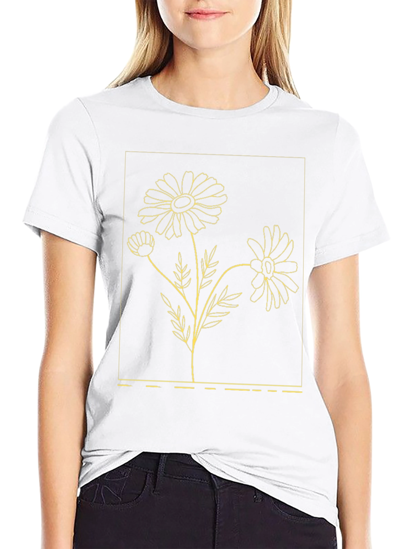 Black Floral Daisy Graphic T-Shirt