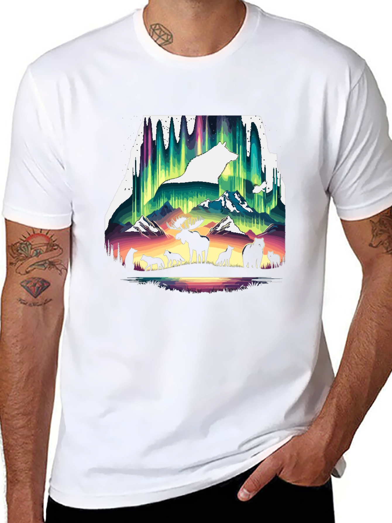 Wildlife Silhouette Graphic Tee - Nature Inspired Shirt