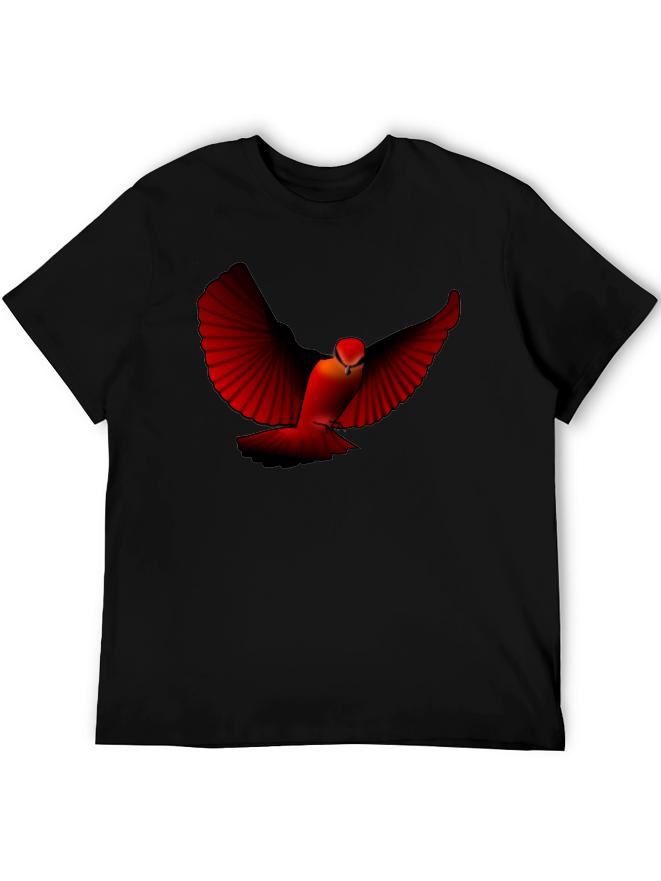 Red Bird Graphic Tee - Black Cotton Blend