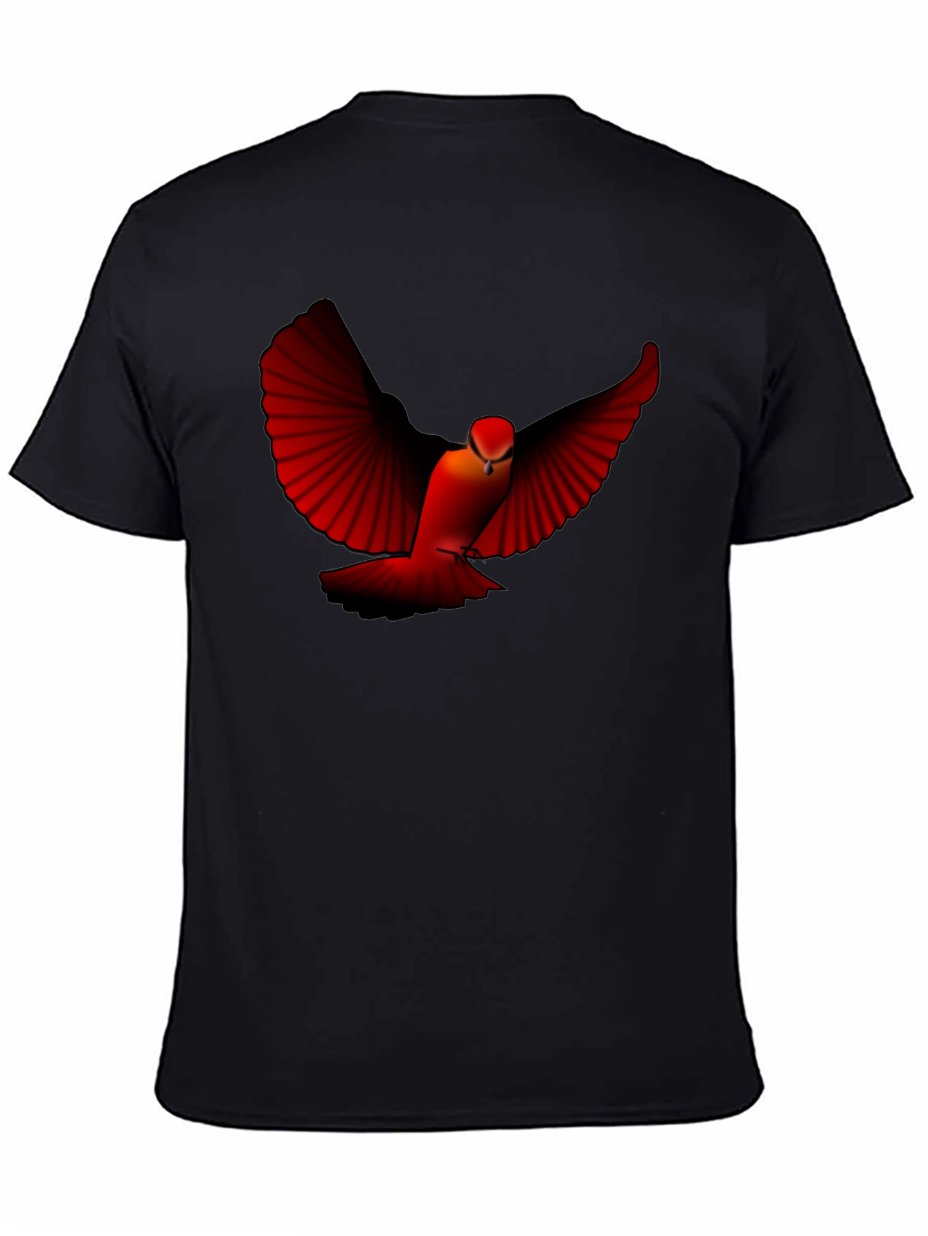 Red Bird Graphic Tee - Black Cotton Blend