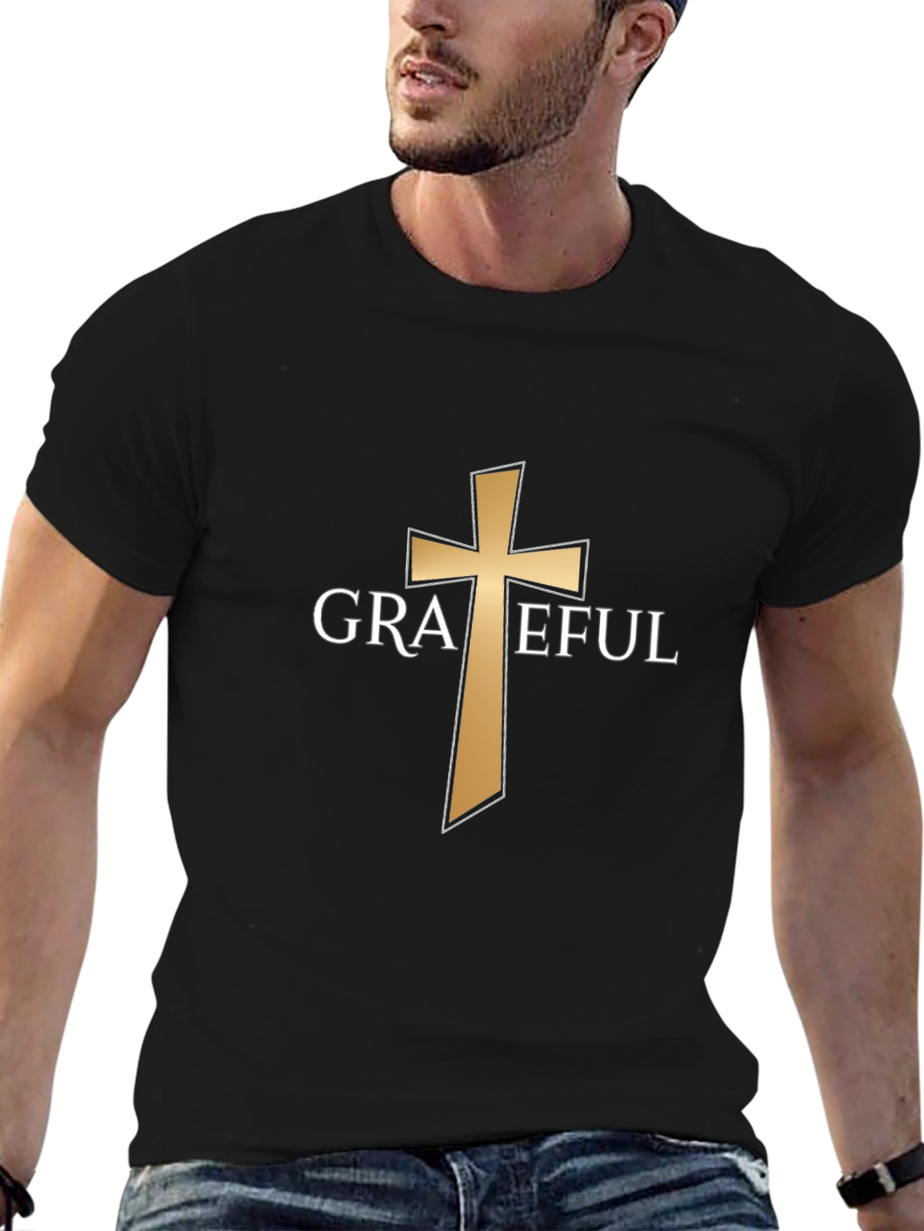 Grateful Cross Graphic T-Shirt - Christian Apparel