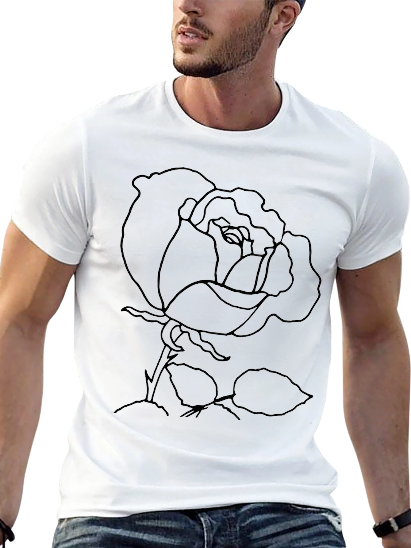 Rose Outline Graphic Print T-Shirt