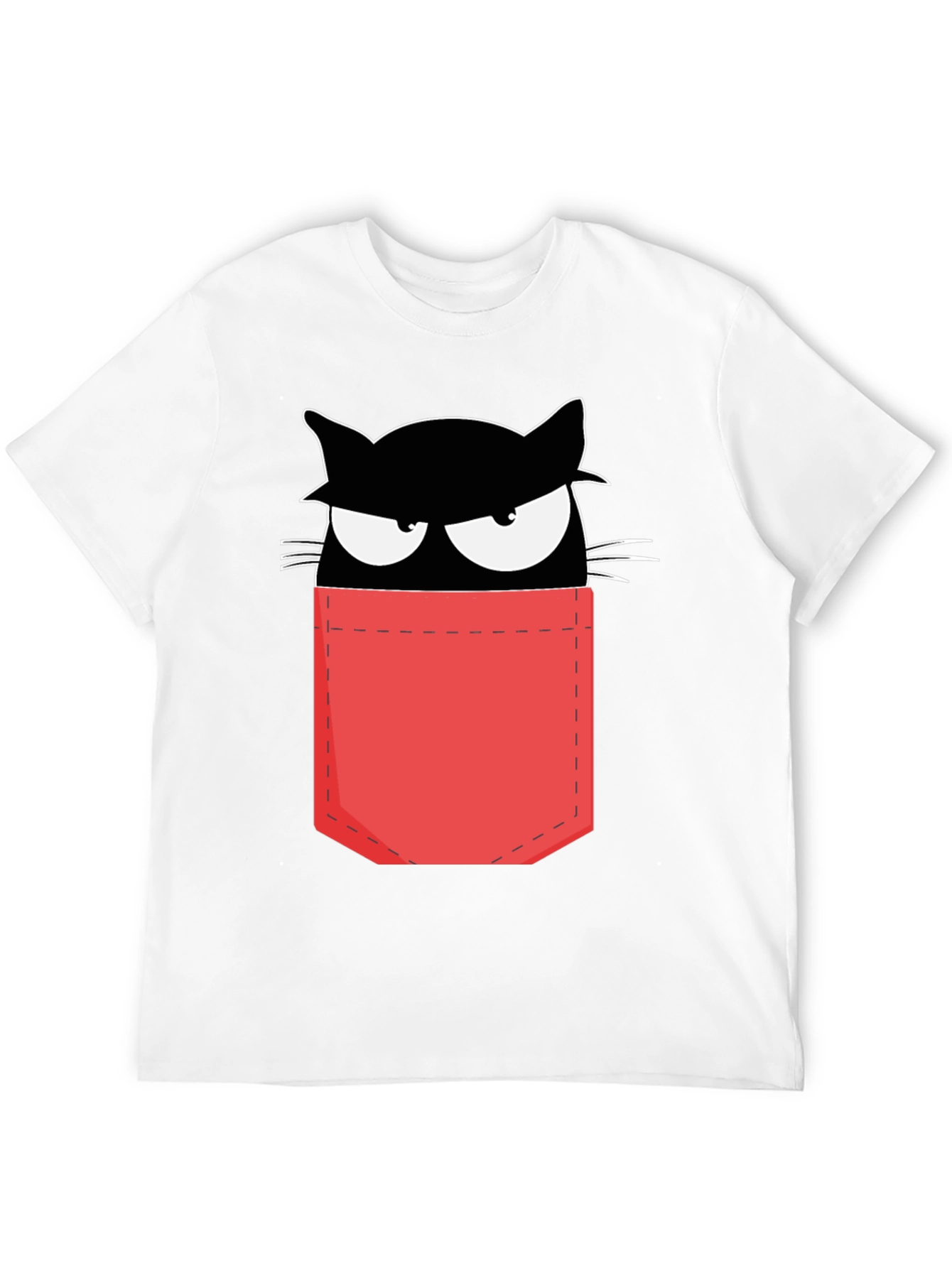 Cat in Pocket T-Shirt - Black