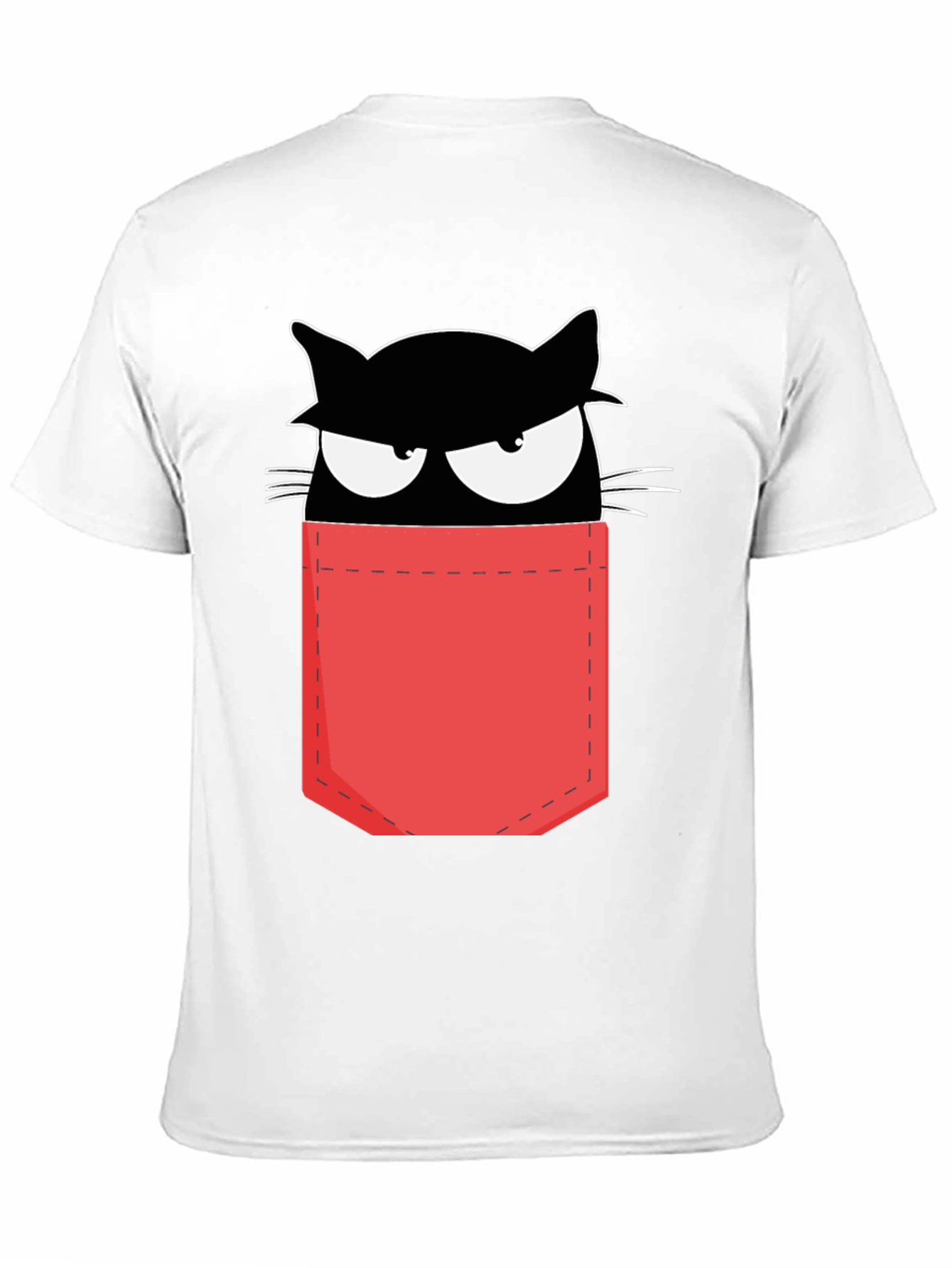Cat in Pocket T-Shirt - Black