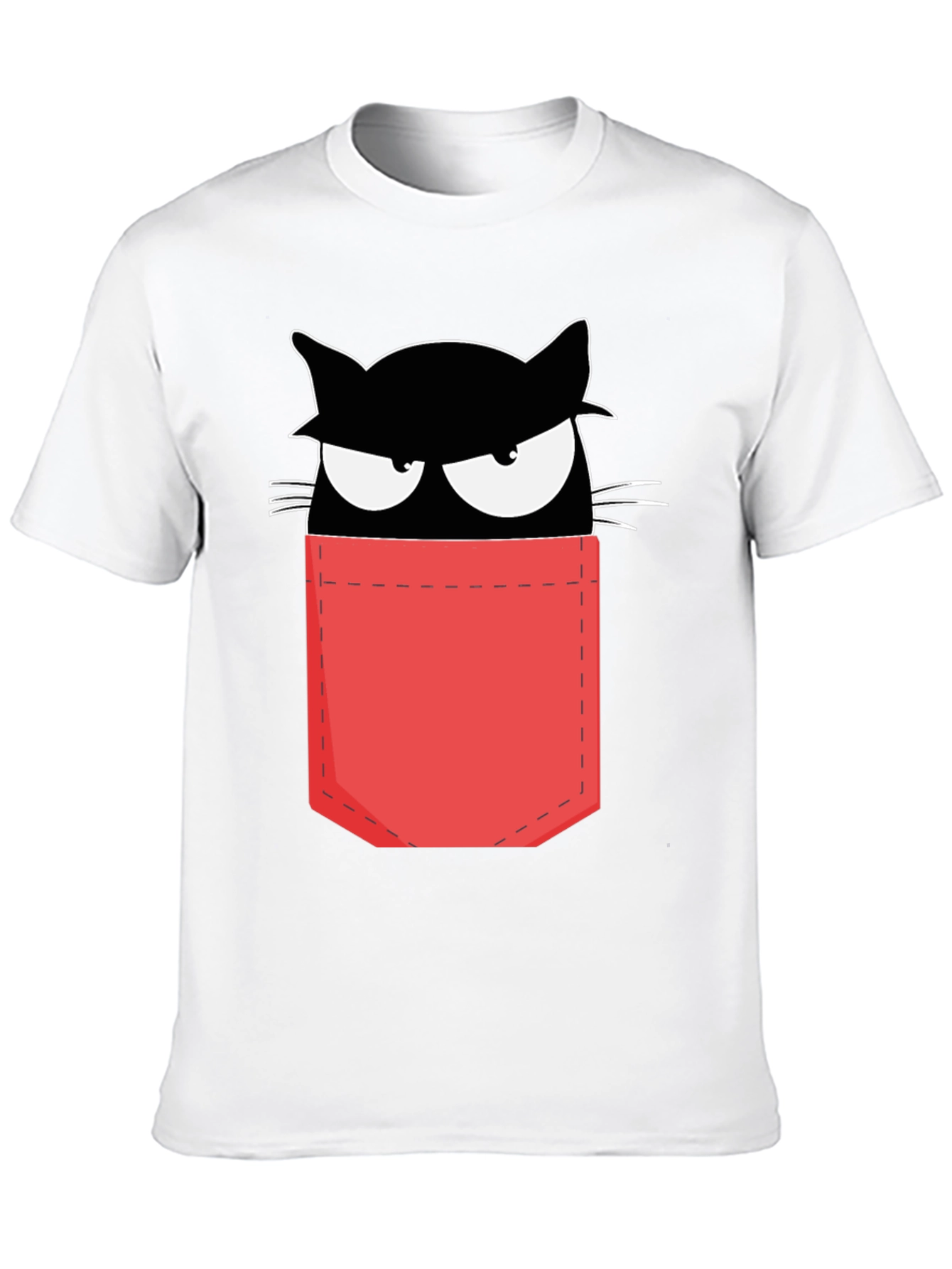 Cat in Pocket T-Shirt - Black