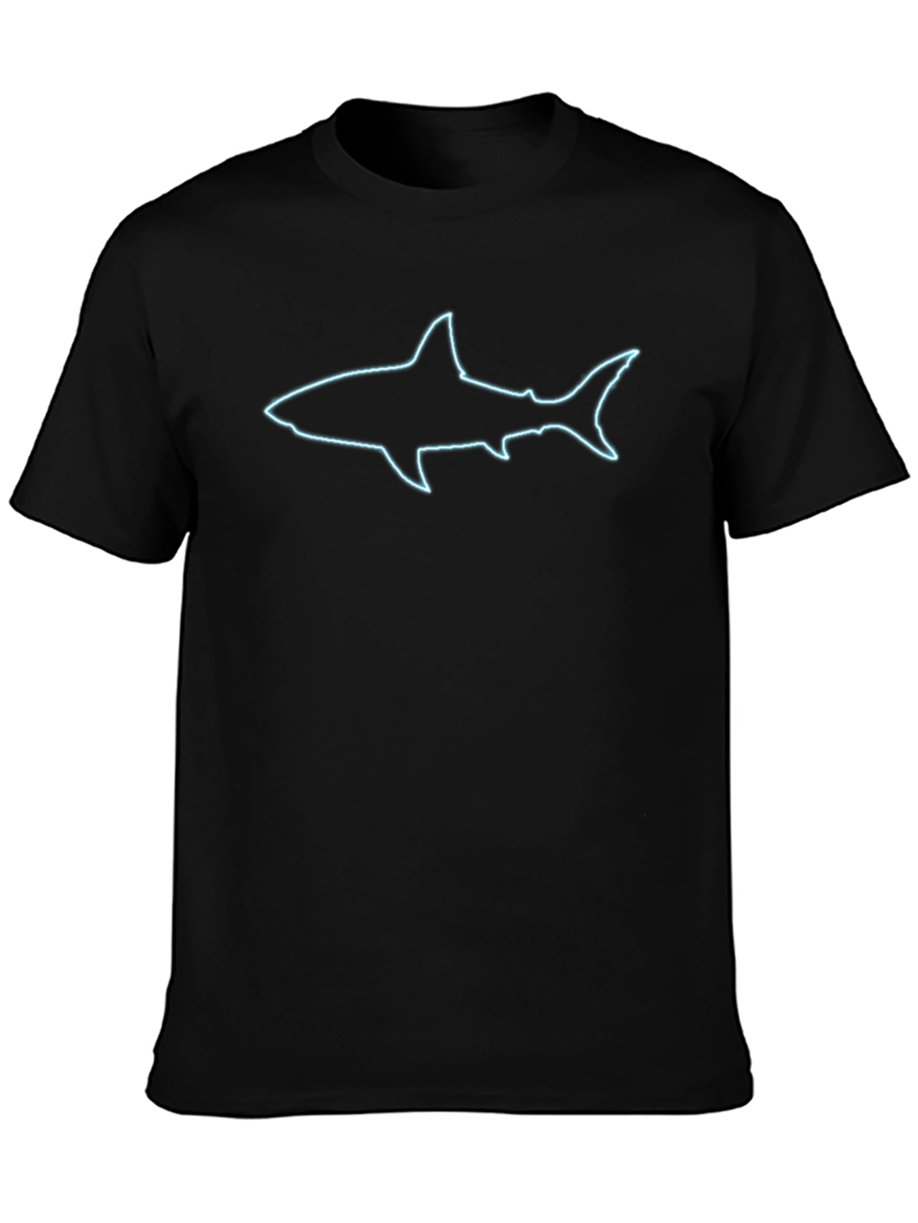Neon Shark Graphic Black T-Shirt