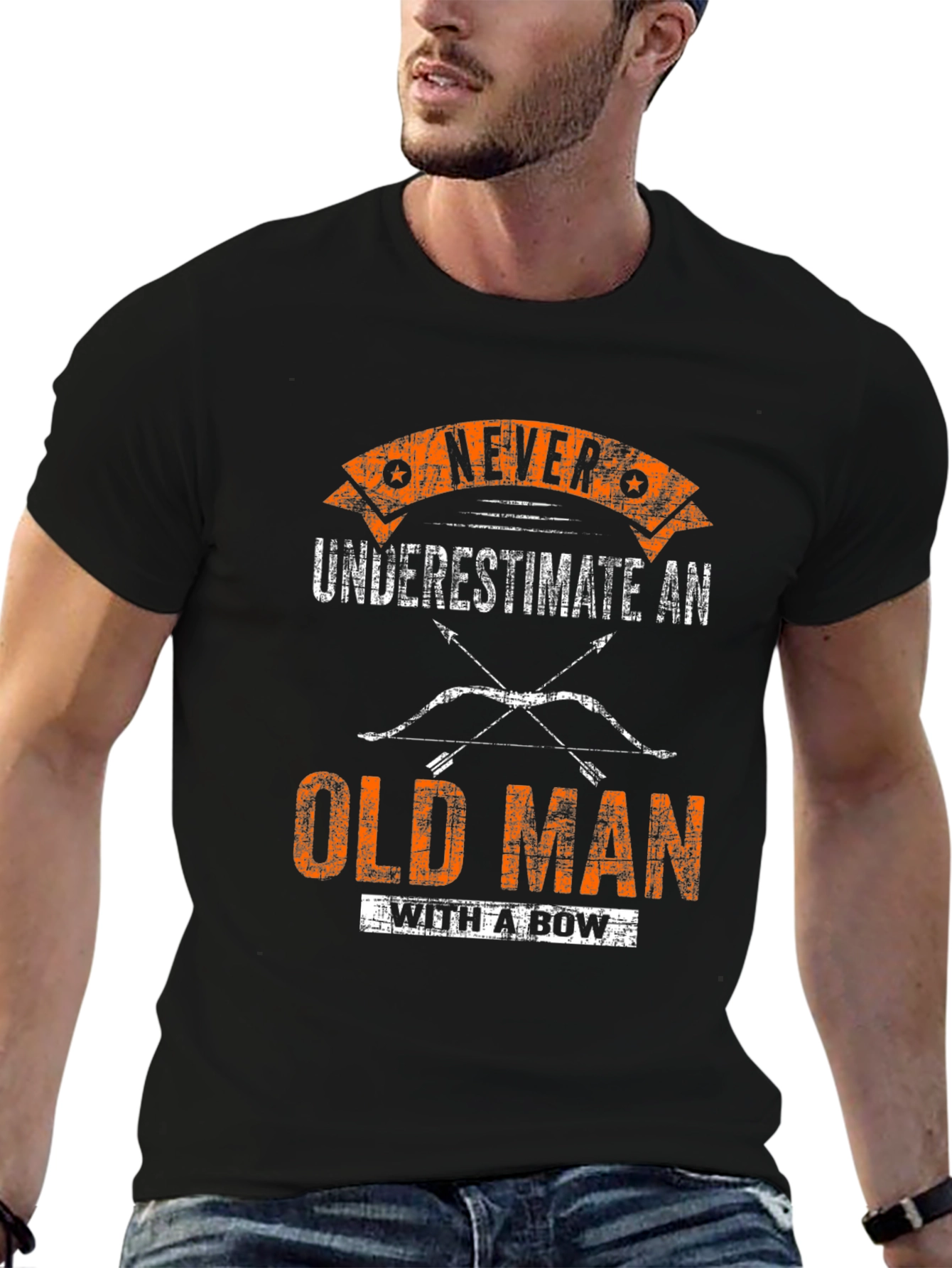 Never Underestimate Old Man With A Bow T-Shirt