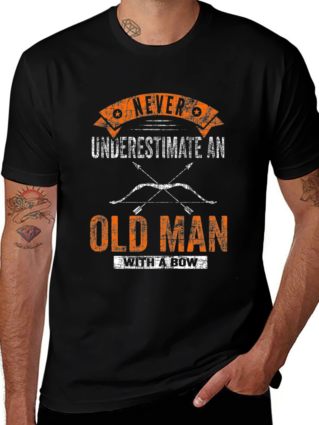 Never Underestimate Old Man With A Bow T-Shirt