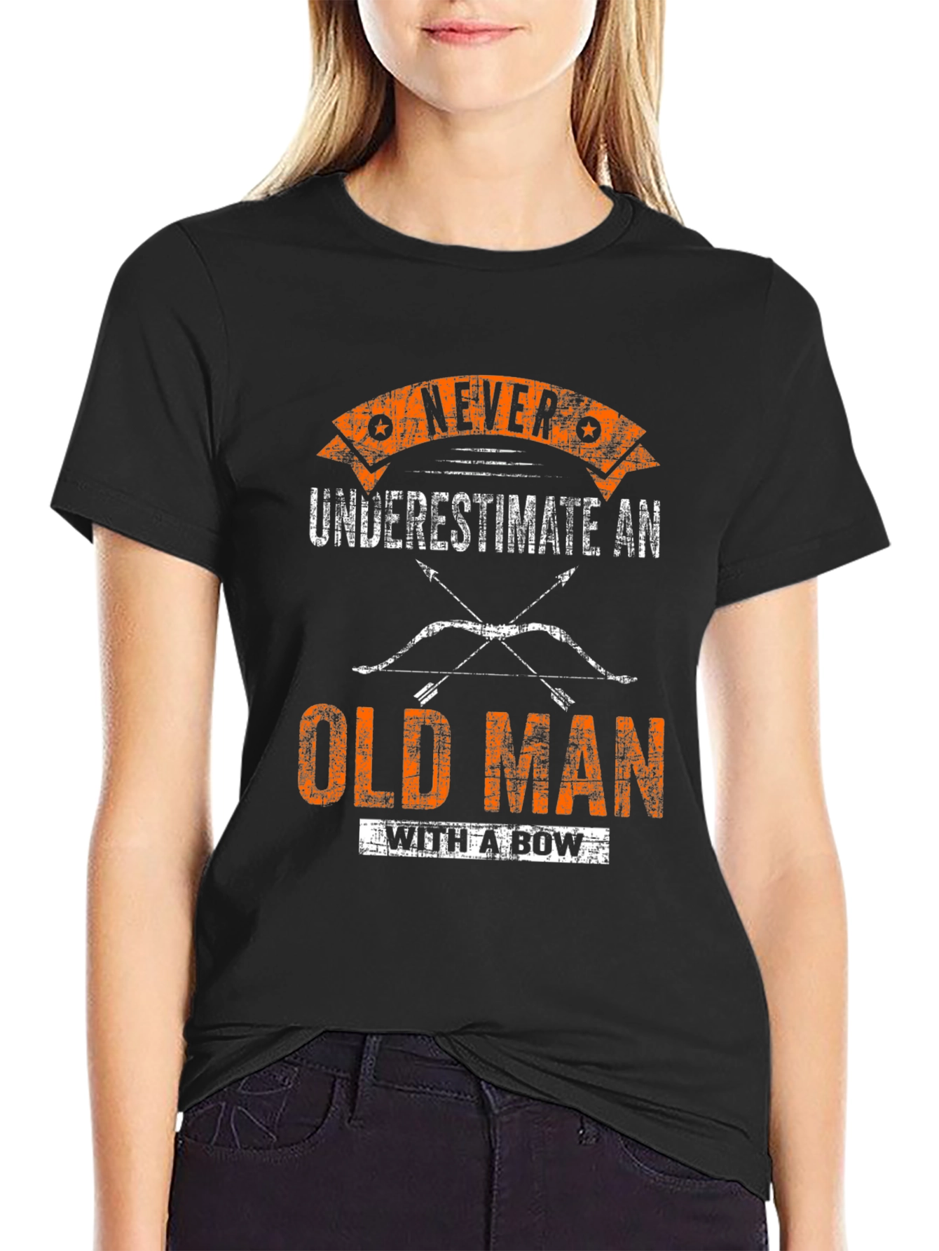 Never Underestimate Old Man With A Bow T-Shirt