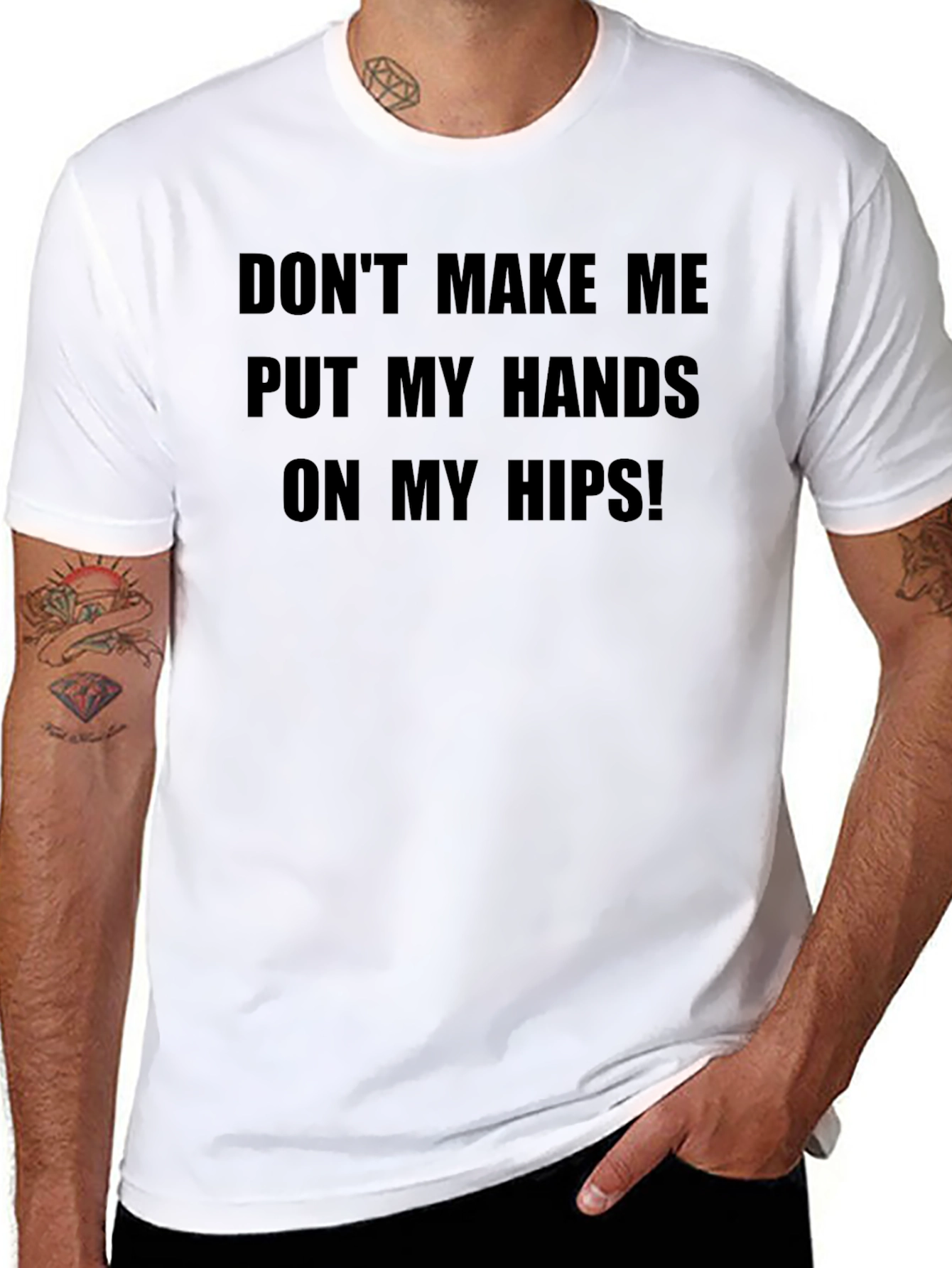 Funny Hands on Hips Black Graphic T-Shirt