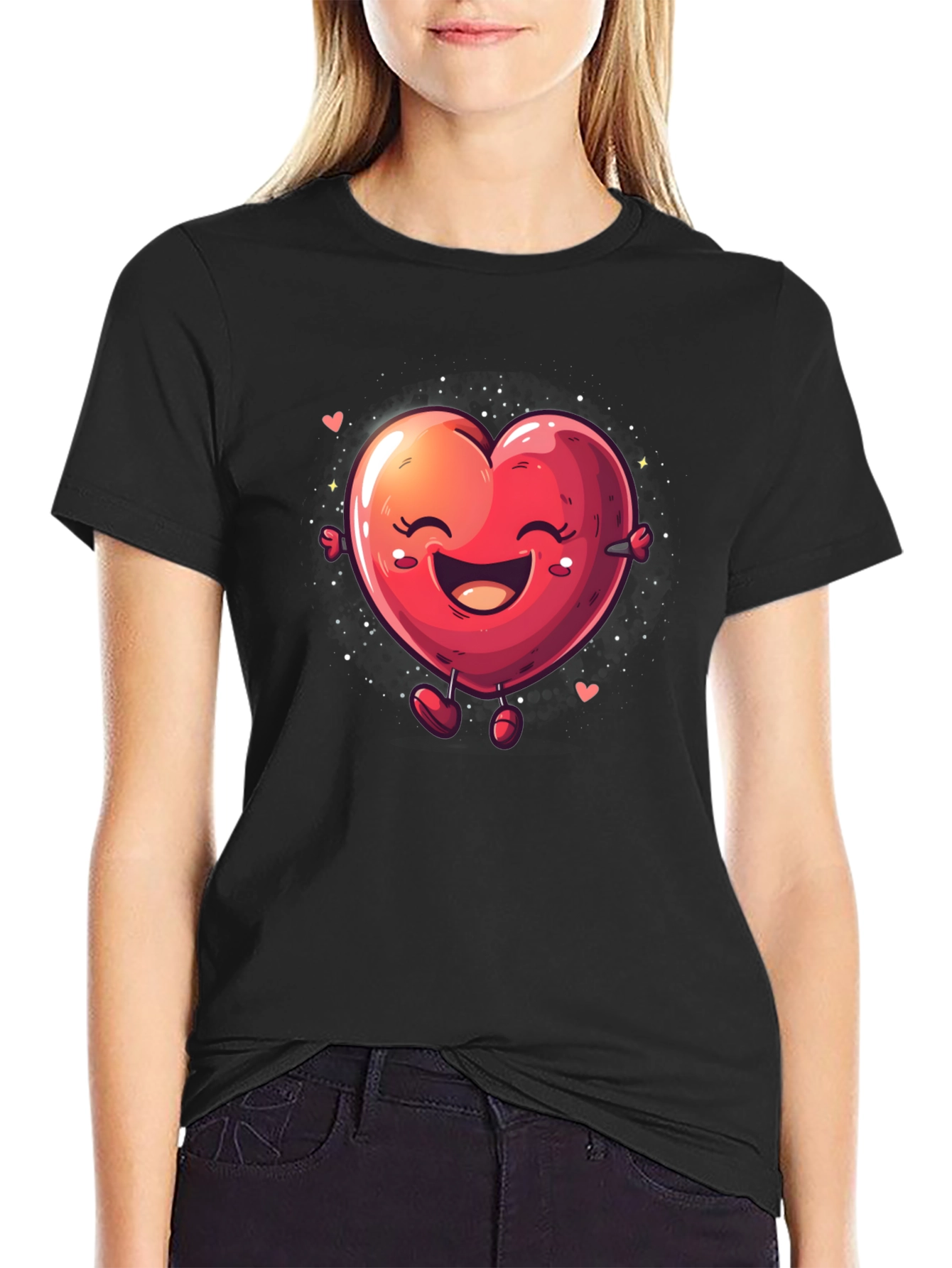 Heart Character Black T-Shirt