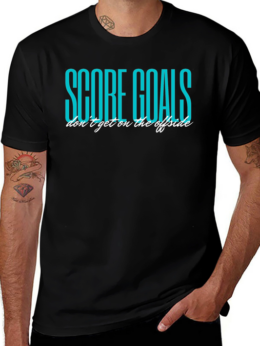 Score Goals Graphic Tee - Soccer Inspired Black T-Shirt