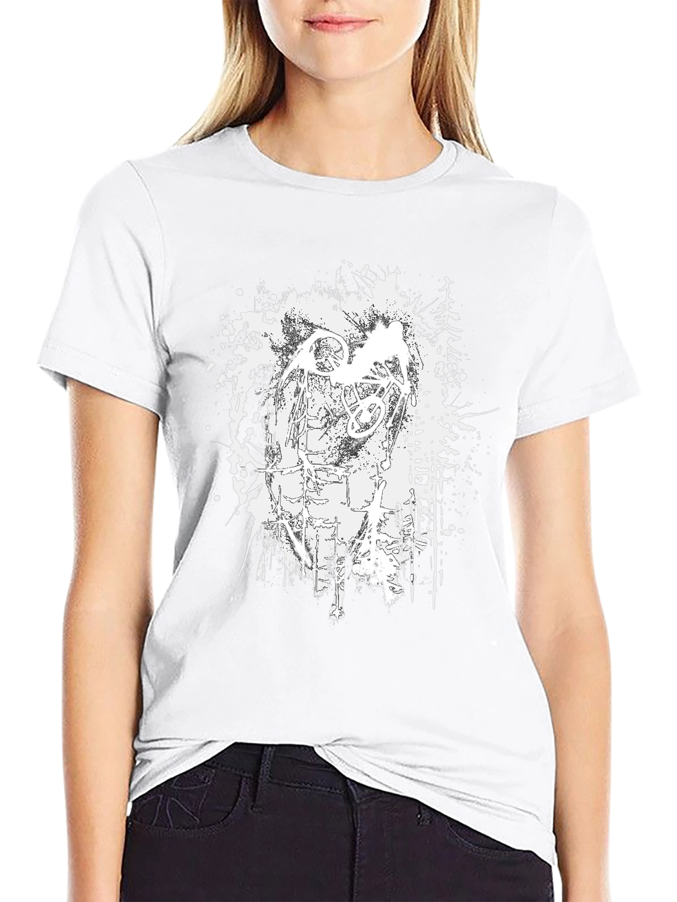 Mens Black Graphic Tee - Abstract Ink Design