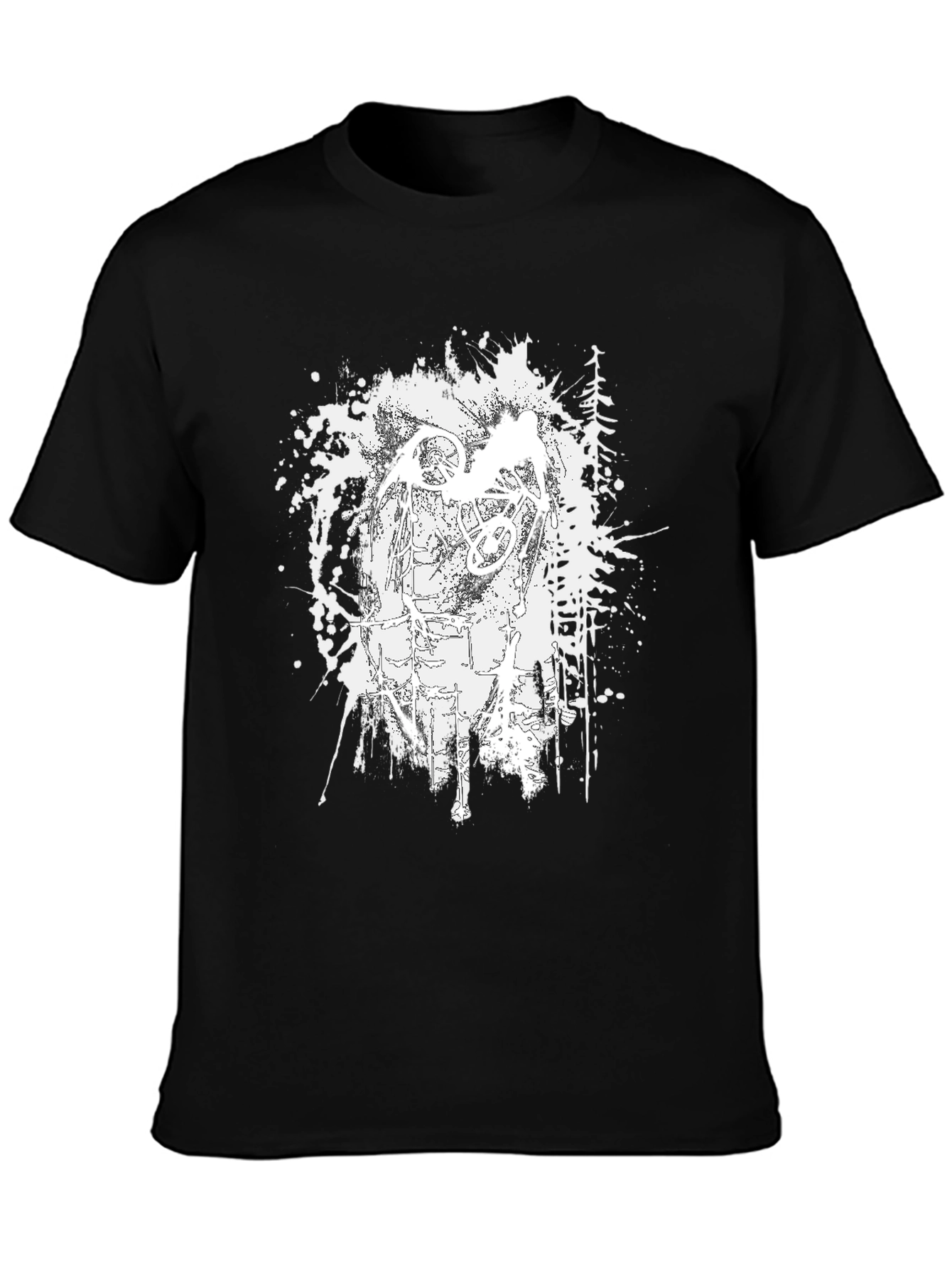 Mens Black Graphic Tee - Abstract Ink Design