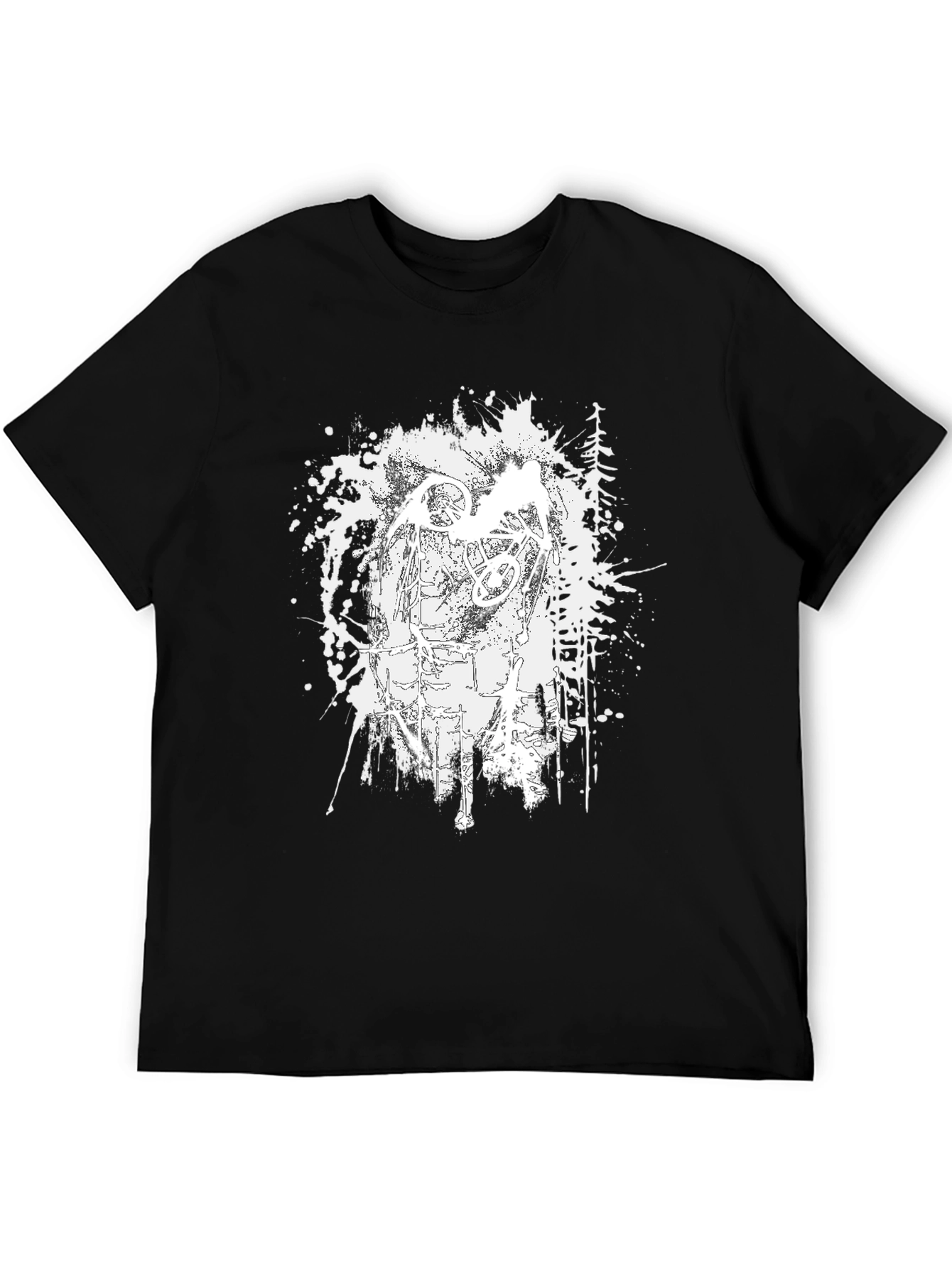 Mens Black Graphic Tee - Abstract Ink Design