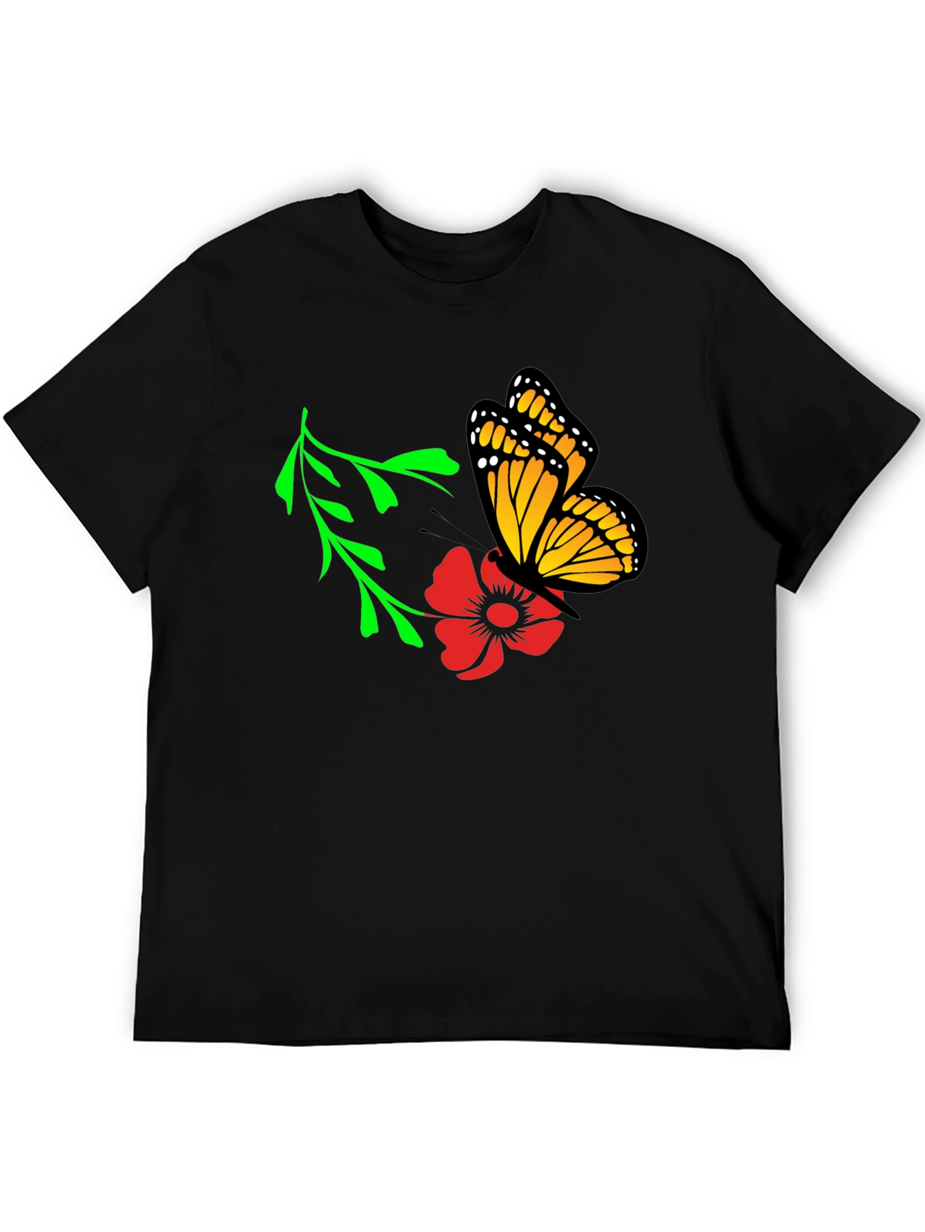 Butterfly on Flower Graphic Tee - Soft Cotton