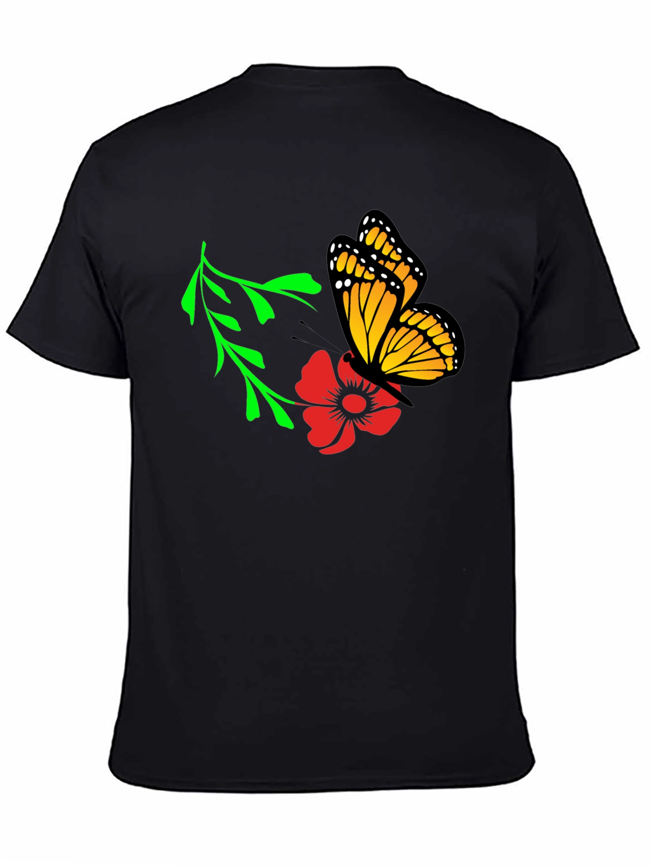 Butterfly on Flower Graphic Tee - Soft Cotton