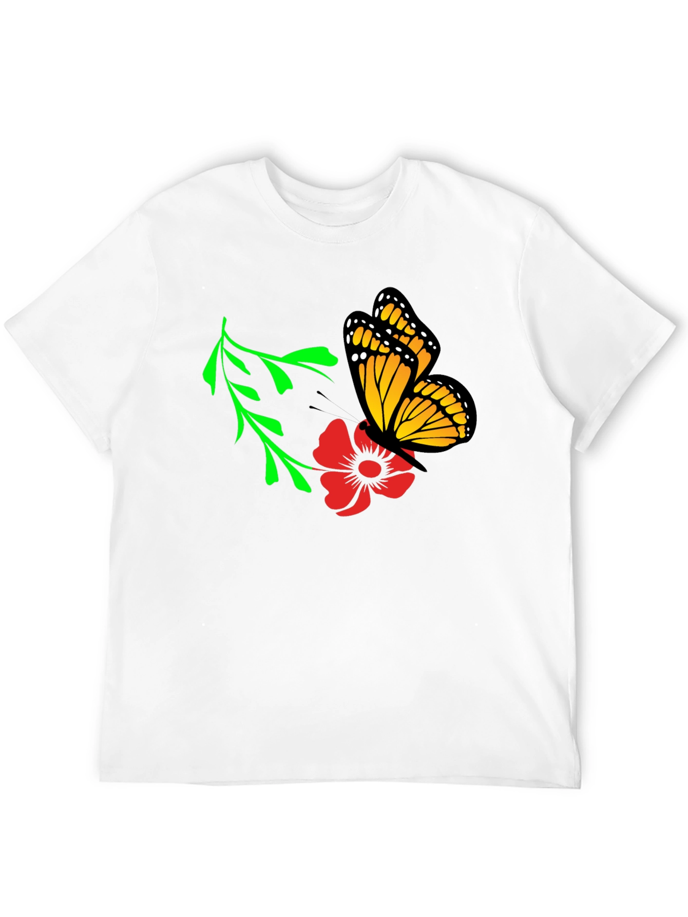 Butterfly on Flower Graphic Tee - Soft Cotton