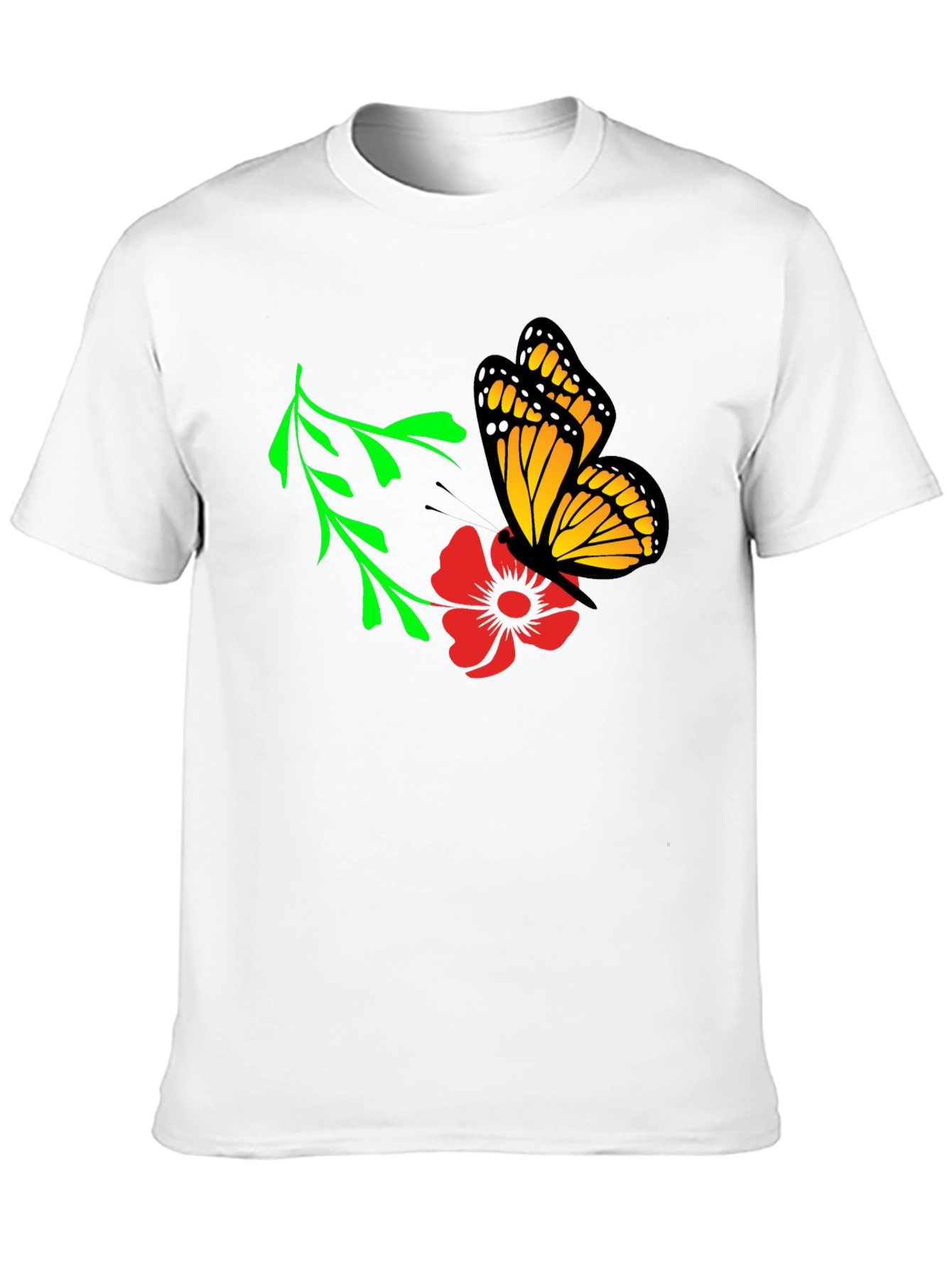 Butterfly on Flower Graphic Tee - Soft Cotton