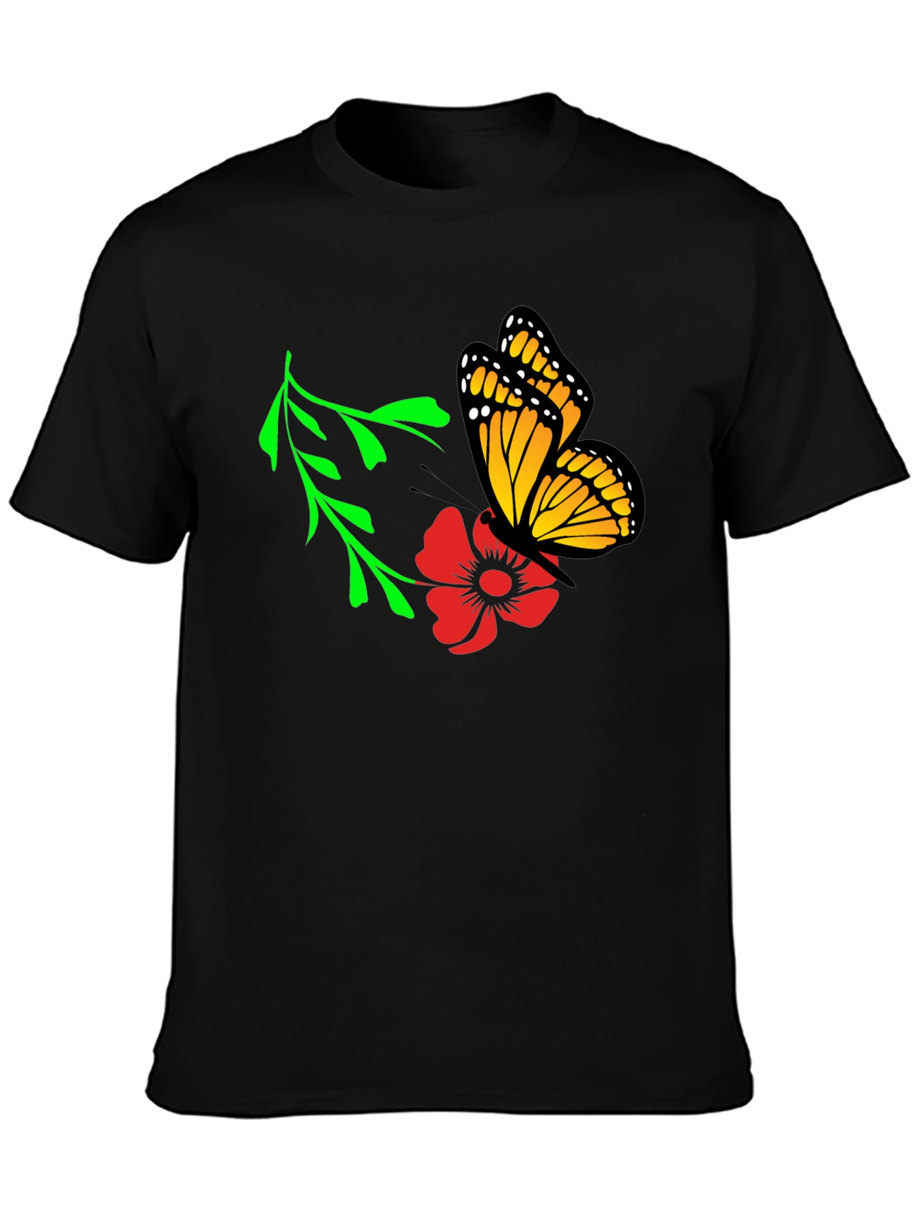 Butterfly on Flower Graphic Tee - Soft Cotton