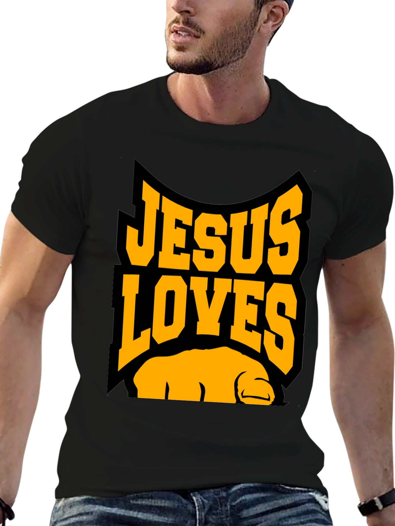 Jesus Loves You Black Graphic Tee