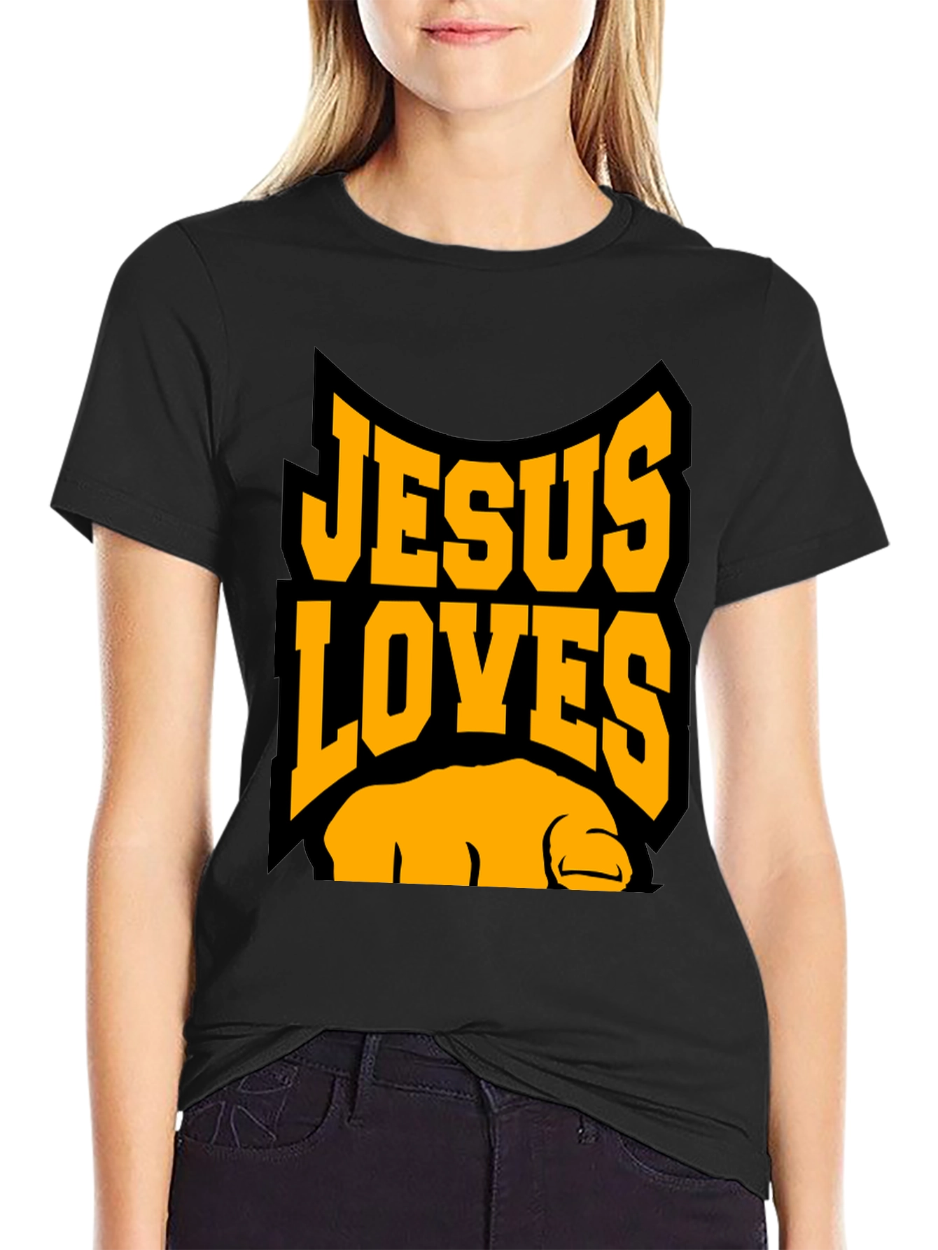 Jesus Loves You Black Graphic Tee