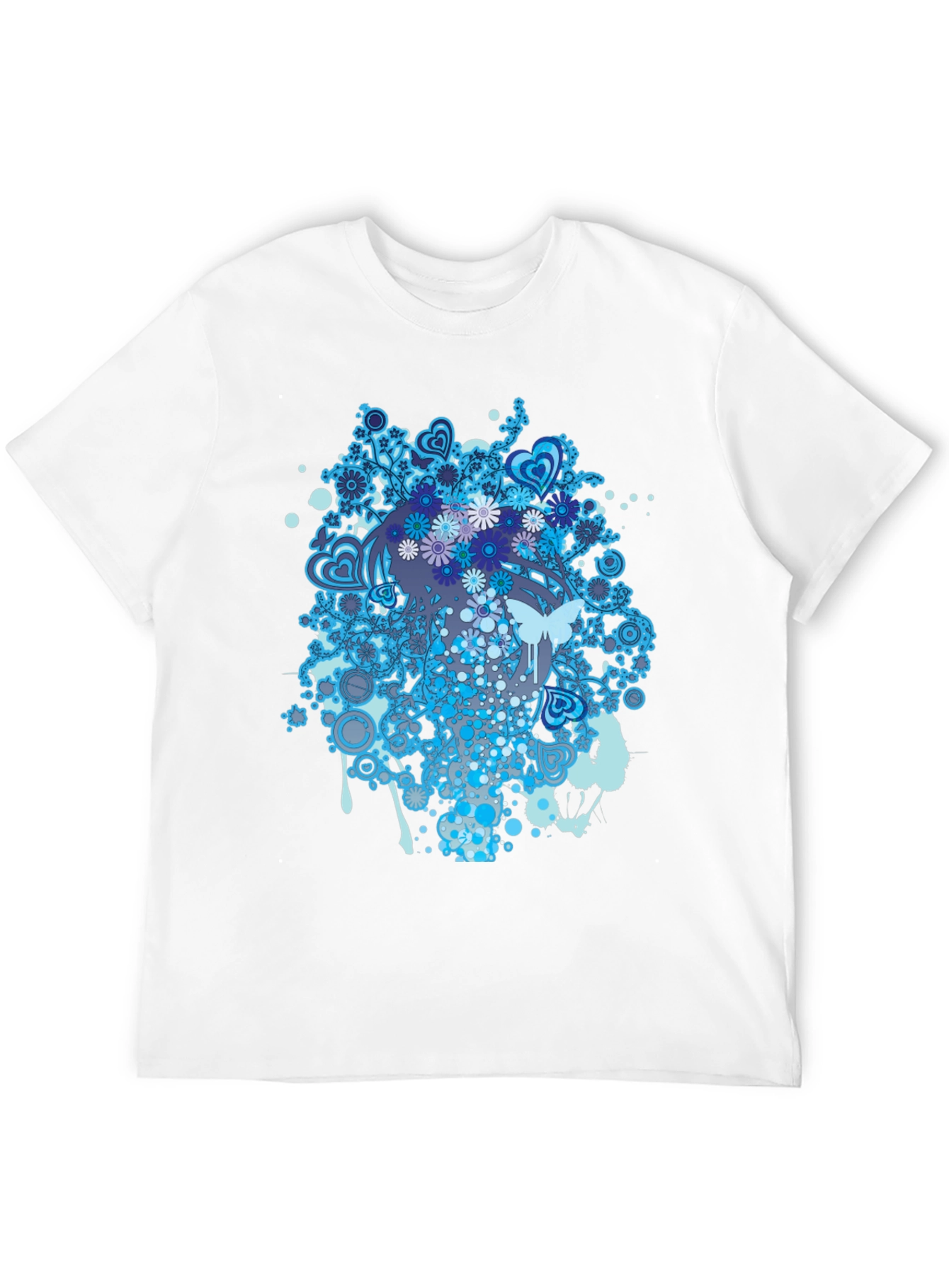 Abstract Floral Butterfly Graphic Tee - Black