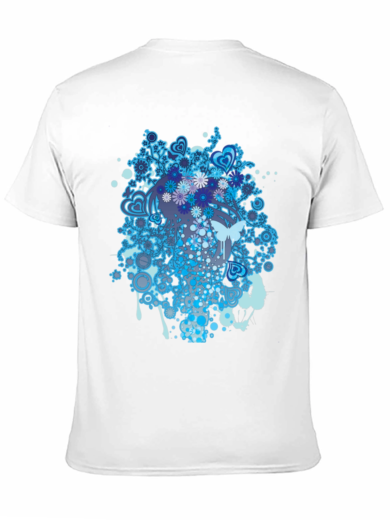 Abstract Floral Butterfly Graphic Tee - Black