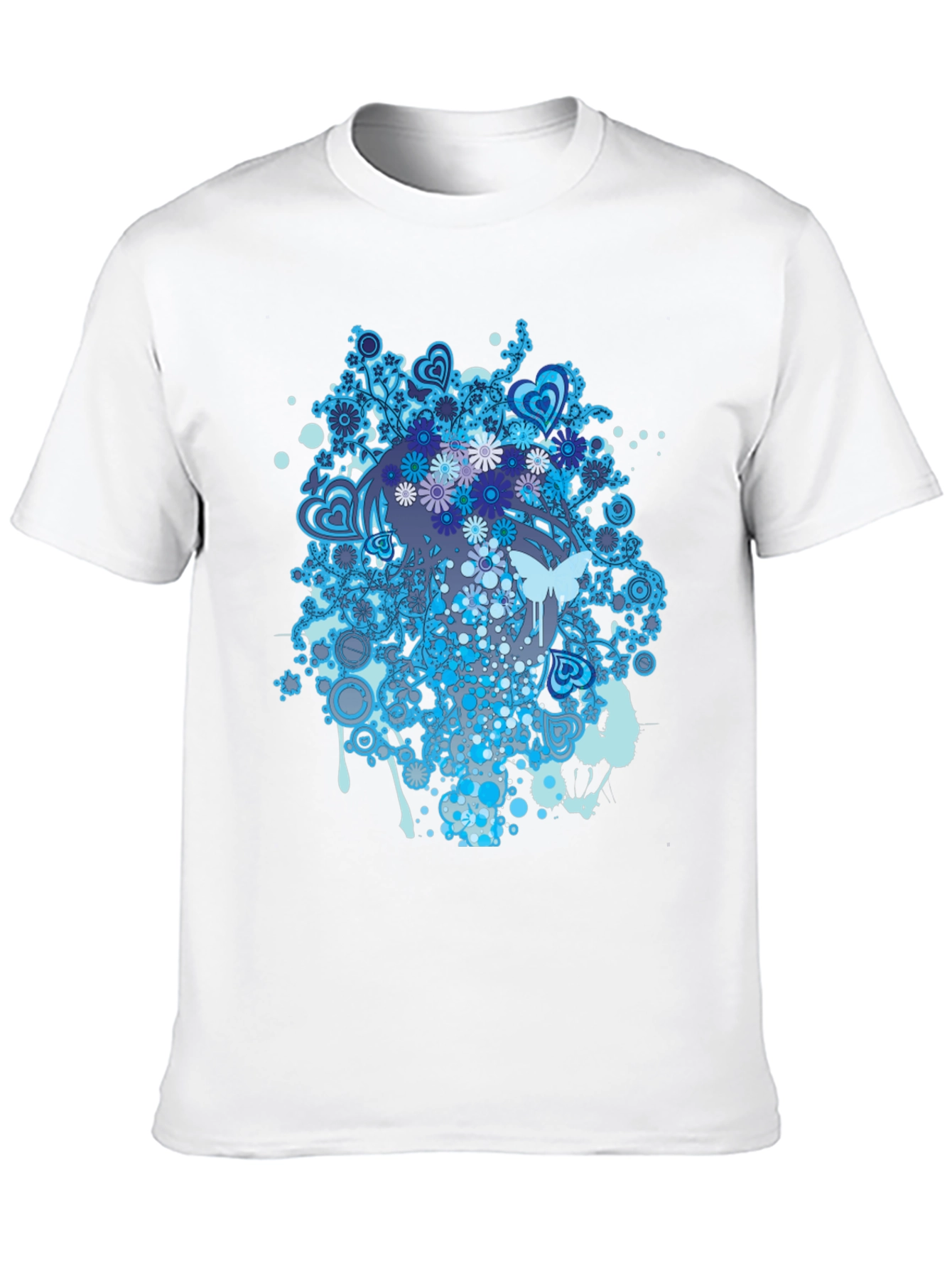 Abstract Floral Butterfly Graphic Tee - Black