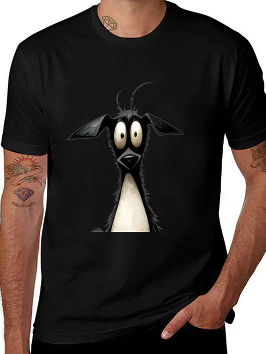 Cartoon Dog Graphic Tee - Quirky Black T-Shirt