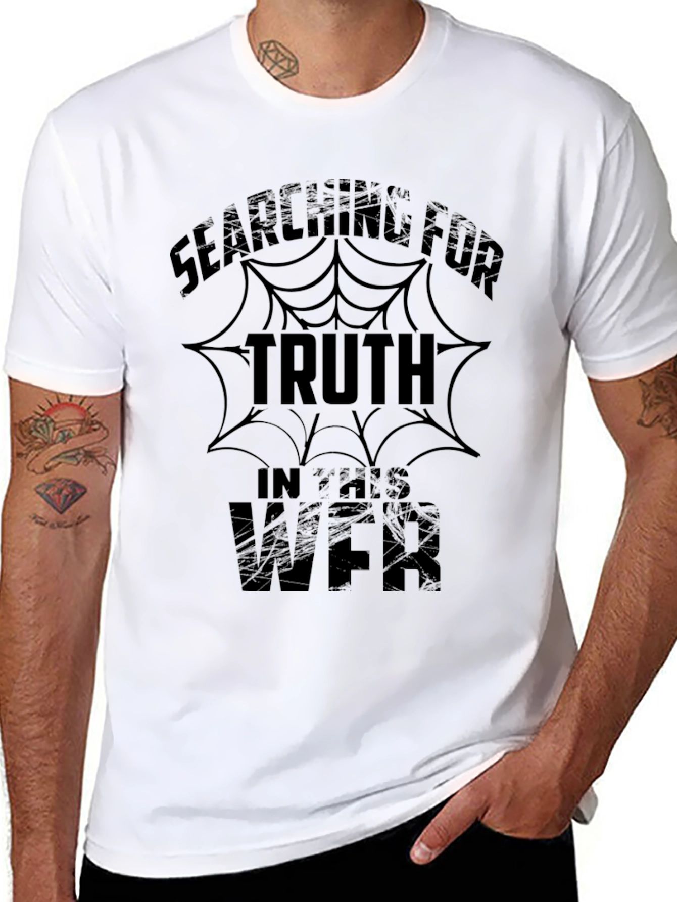 Searching For Truth Mens Black Graphic T-Shirt