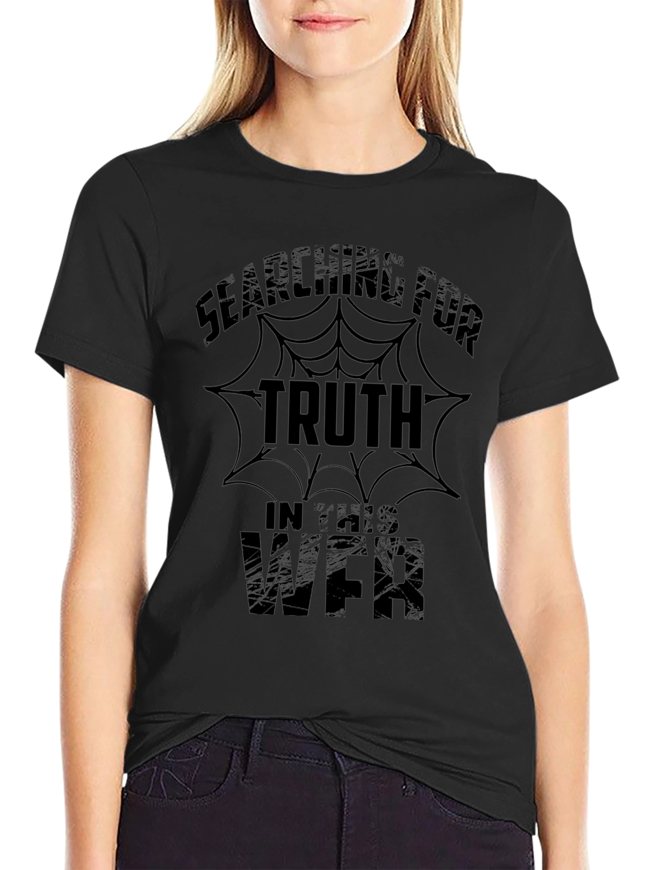 Searching For Truth Mens Black Graphic T-Shirt