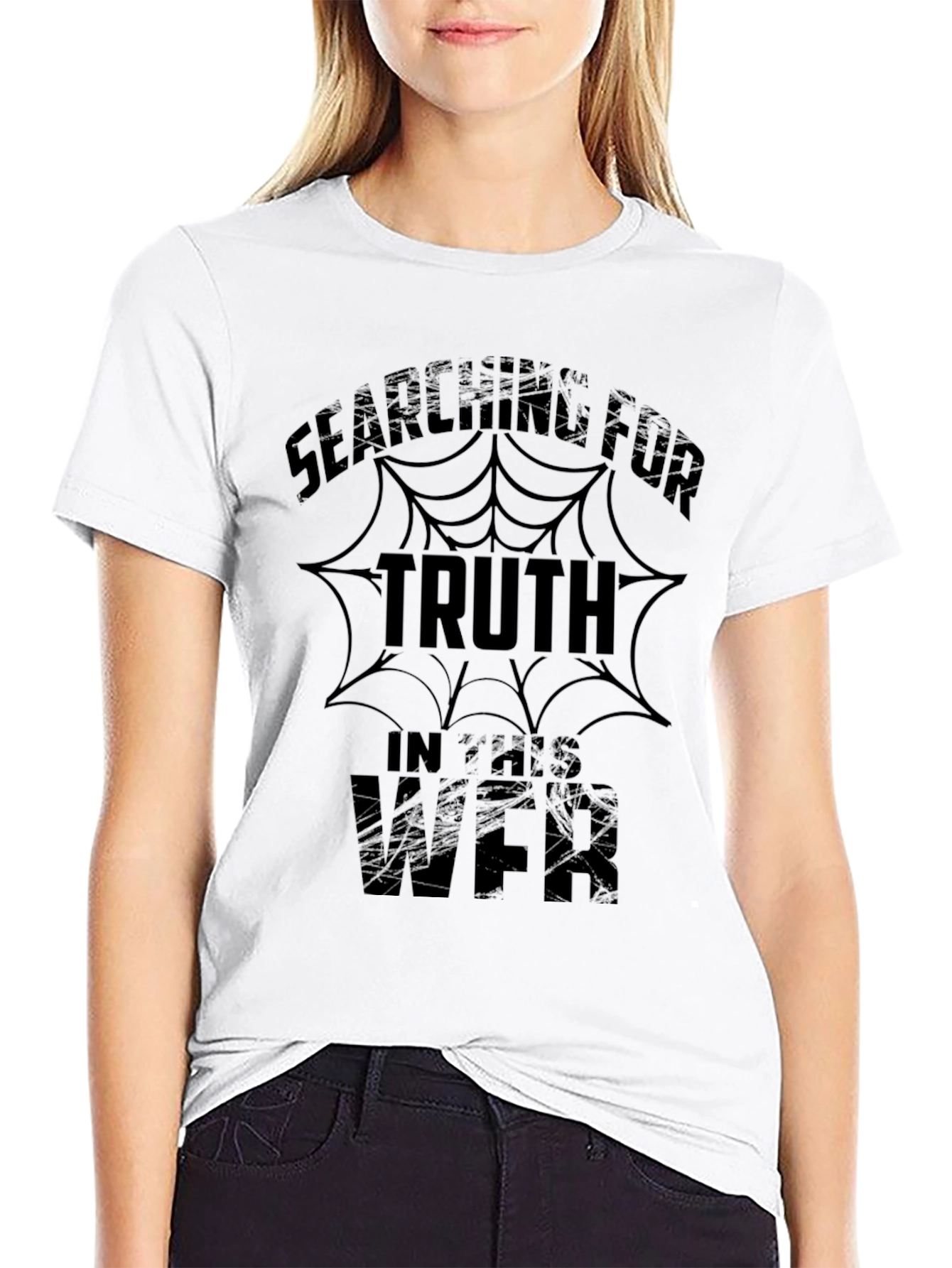 Searching For Truth Mens Black Graphic T-Shirt