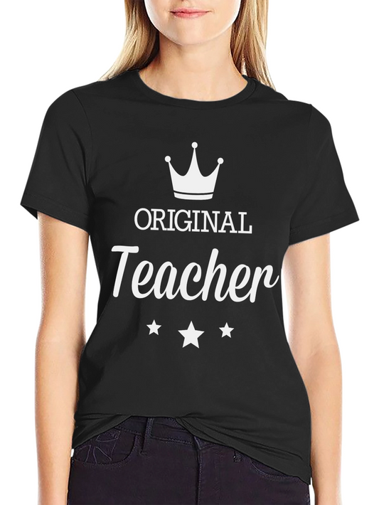 Original Teacher Graphic Tee - Black Cotton Blend
