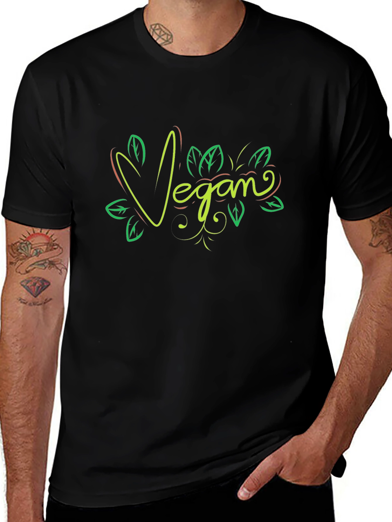 Vegan Graphic Print Black T-Shirt