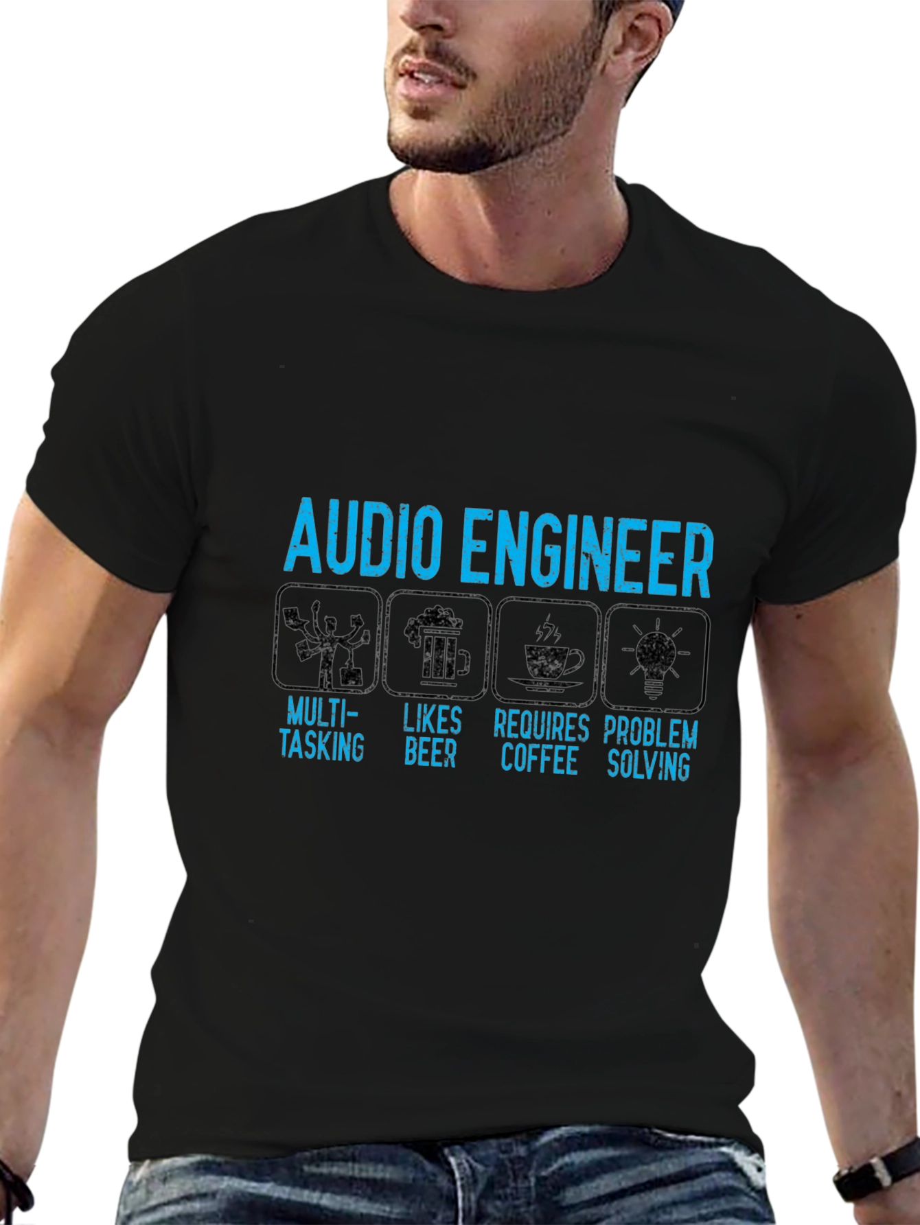Audio Engineer T-Shirt: Multi-Tasking Beer Coffee Problem Solving