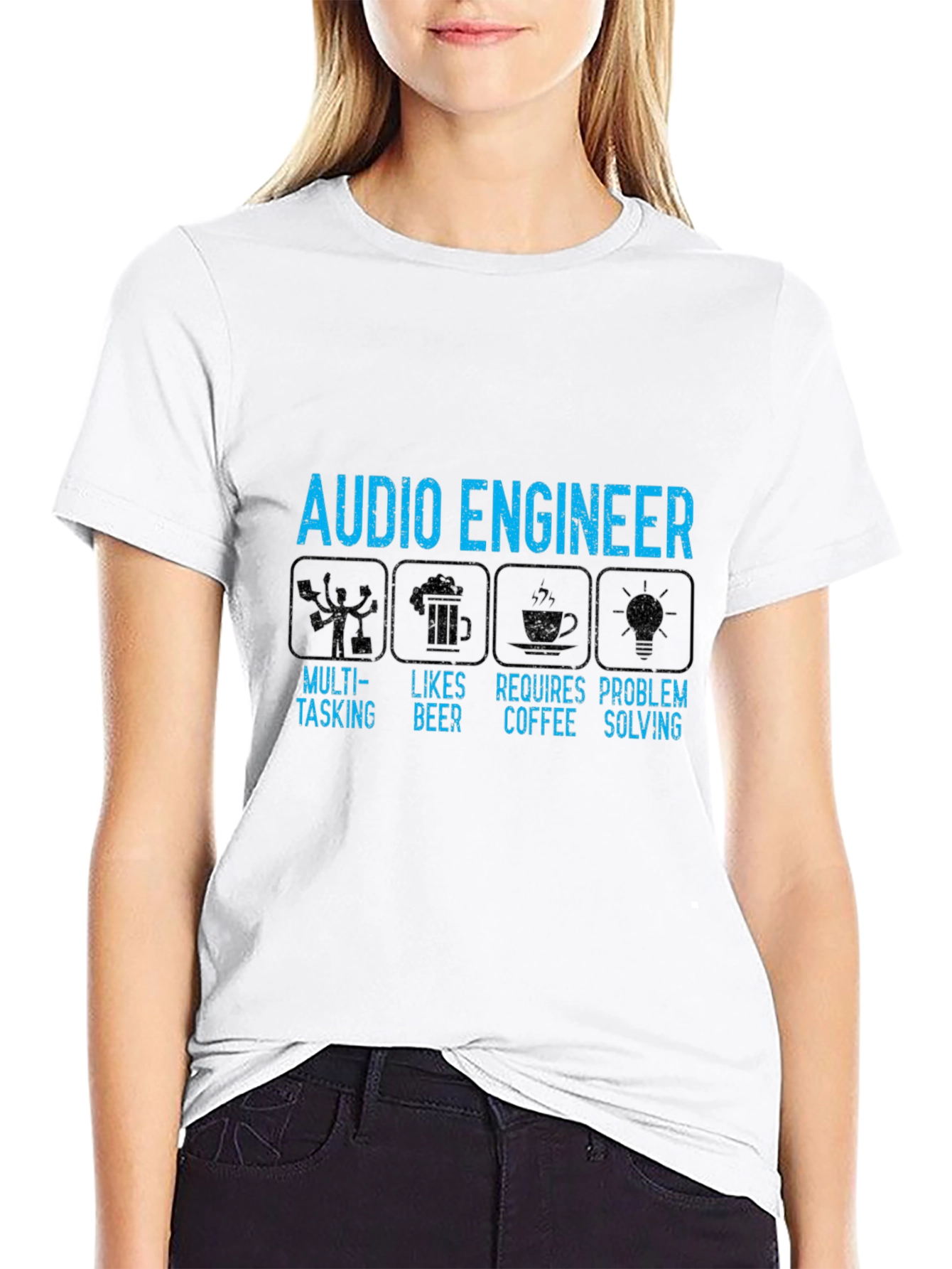 Audio Engineer T-Shirt: Multi-Tasking Beer Coffee Problem Solving