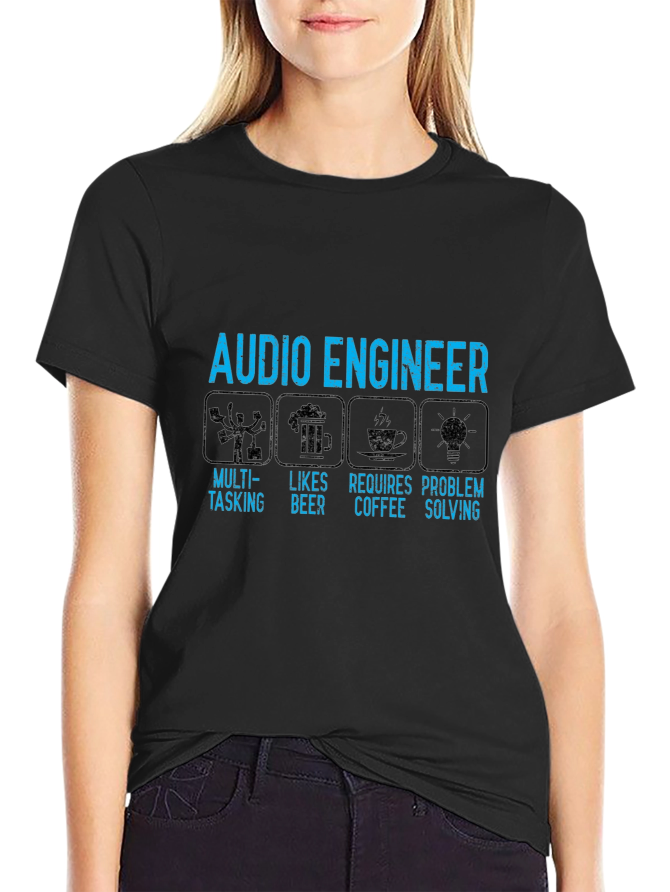 Audio Engineer T-Shirt: Multi-Tasking Beer Coffee Problem Solving