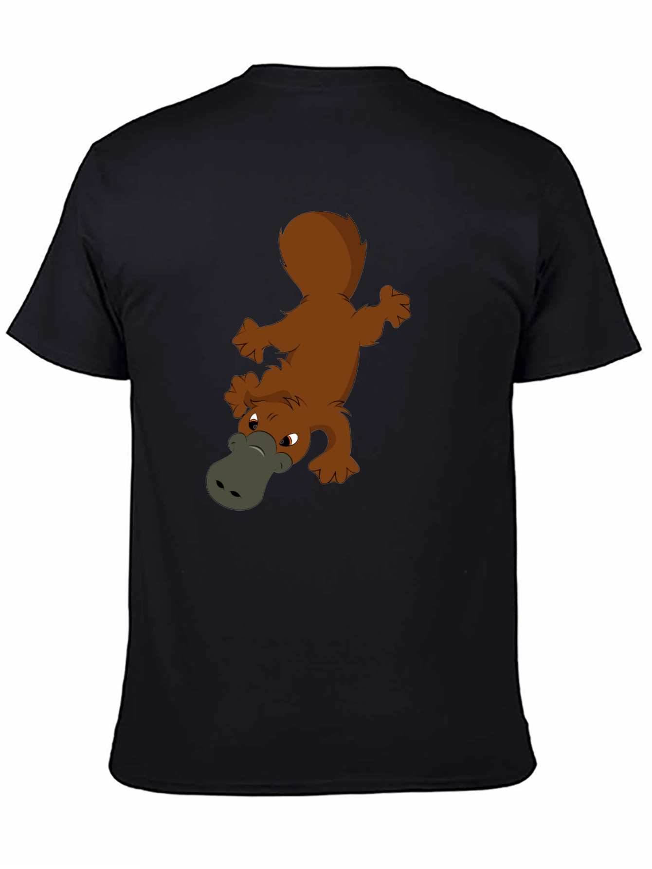 Cartoon Platypus Graphic Black T-Shirt