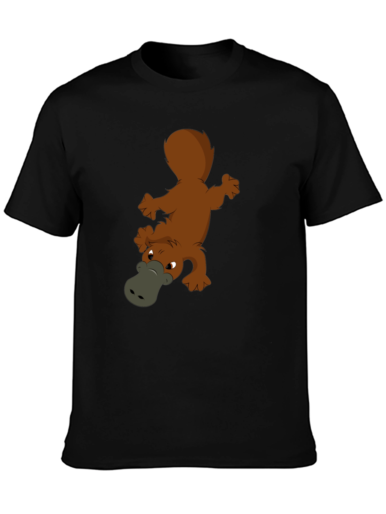 Cartoon Platypus Graphic Black T-Shirt