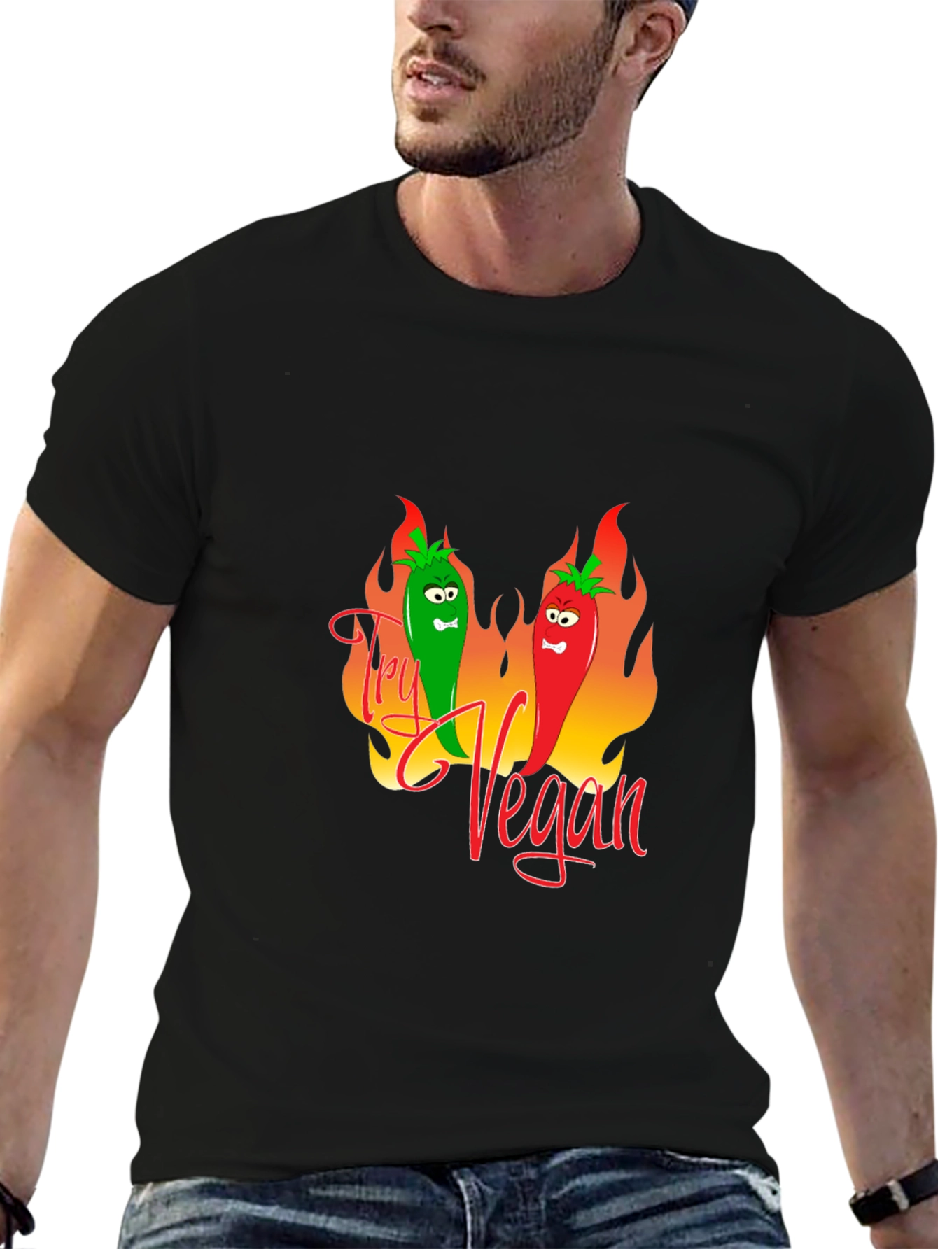 Try Vegan Graphic Tee - Black T-Shirt