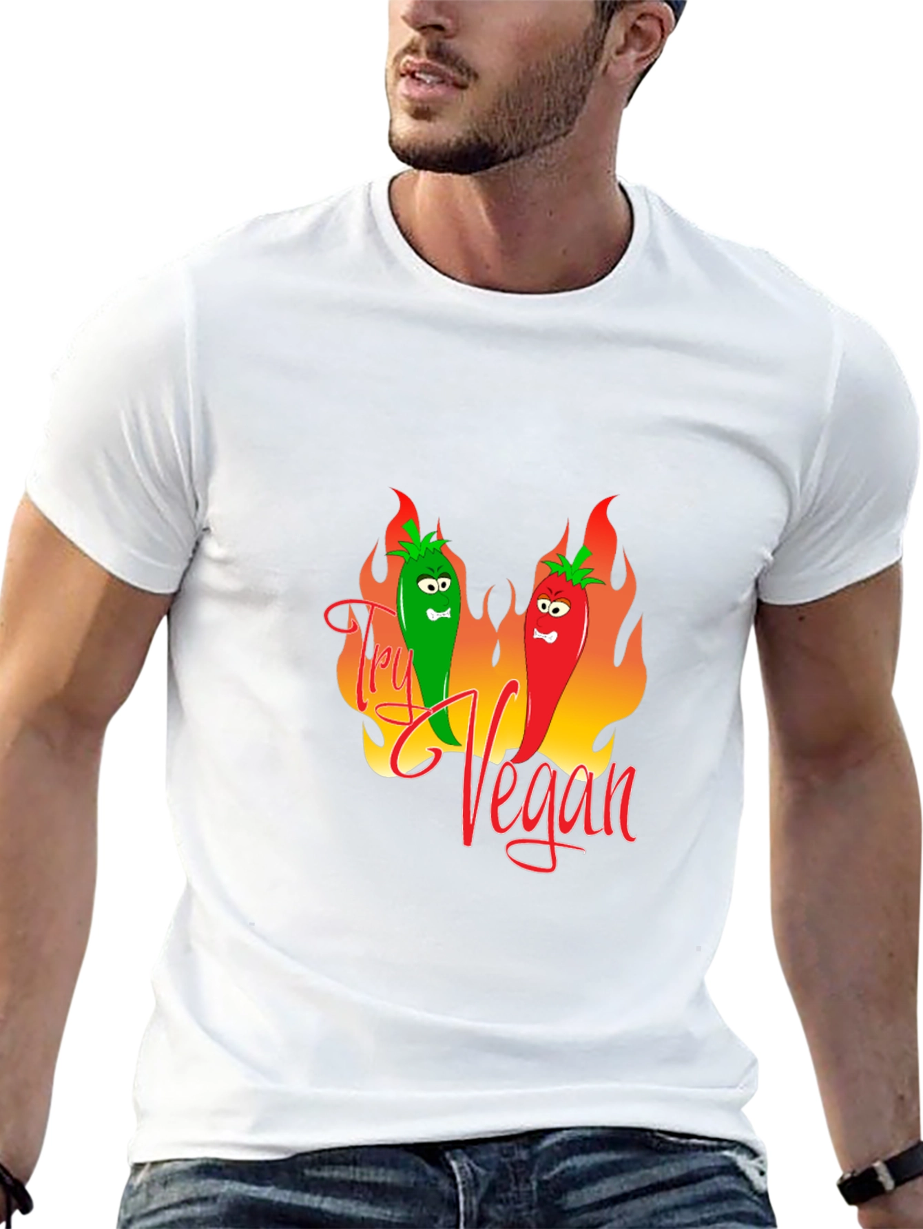 Try Vegan Graphic Tee - Black T-Shirt