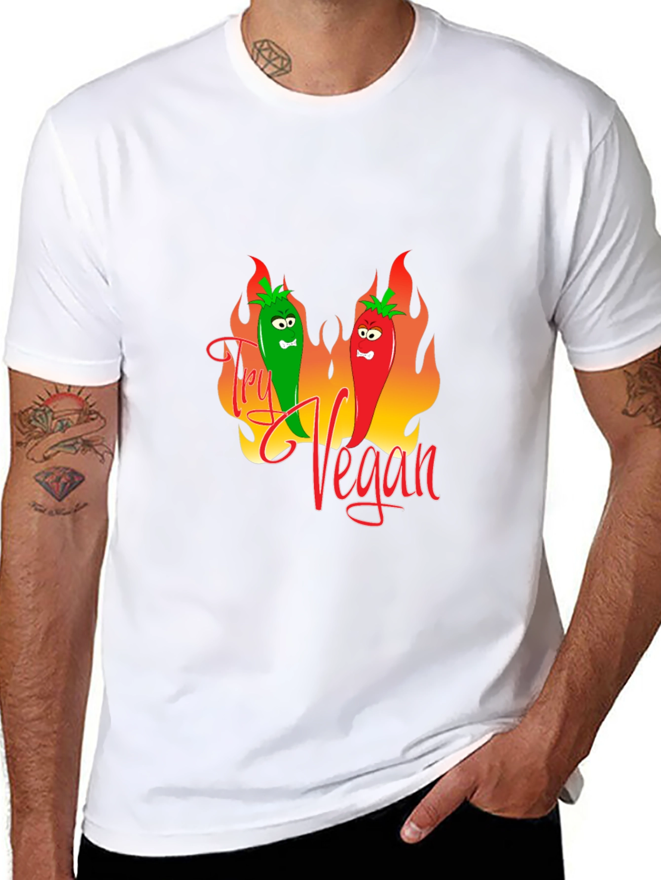 Try Vegan Graphic Tee - Black T-Shirt