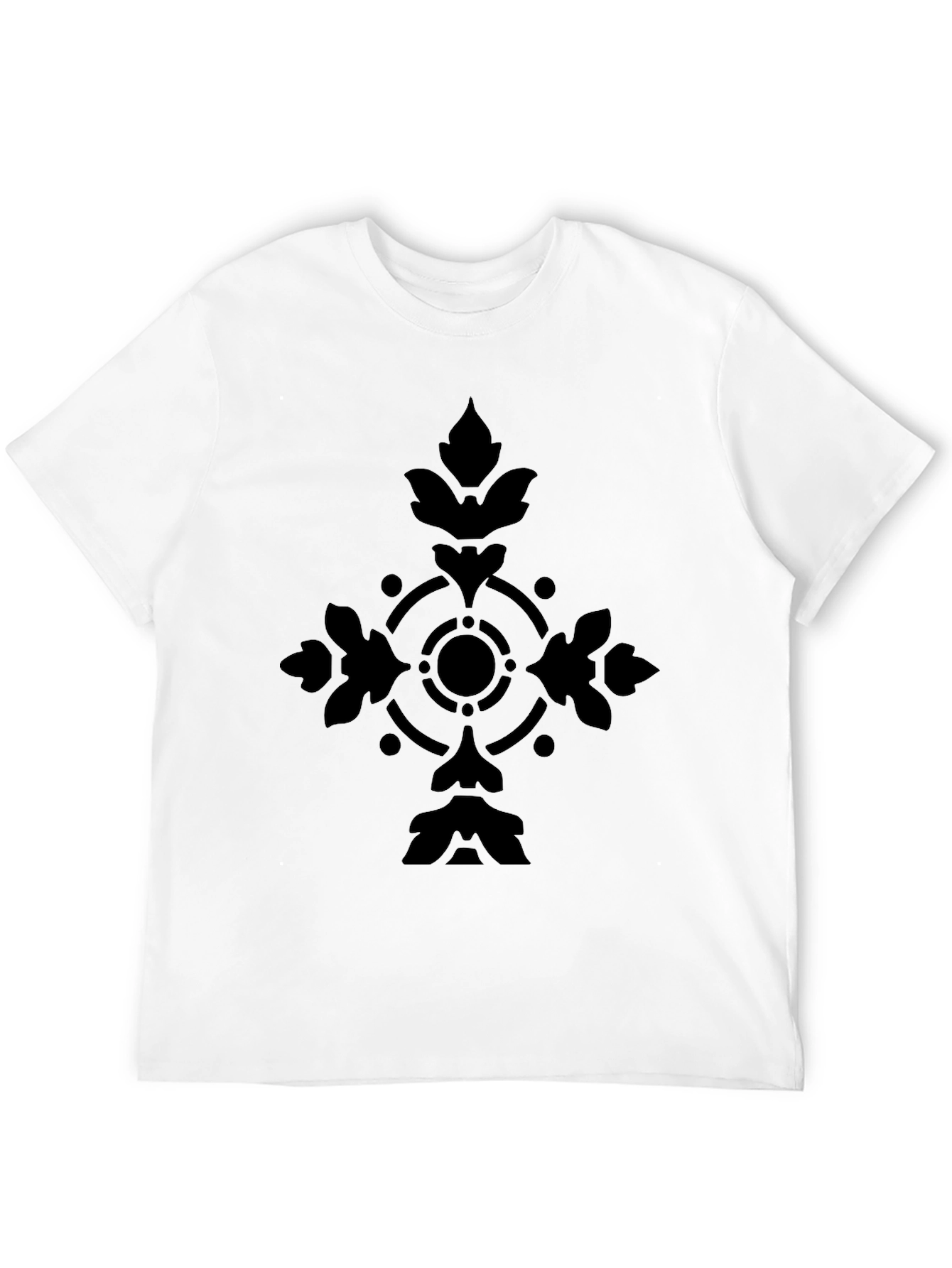 Mens Black Graphic Tee - Elegant Cross Design