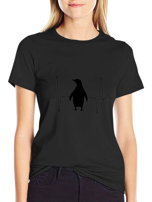 Penguin Heartbeat Graphic Tee - Black