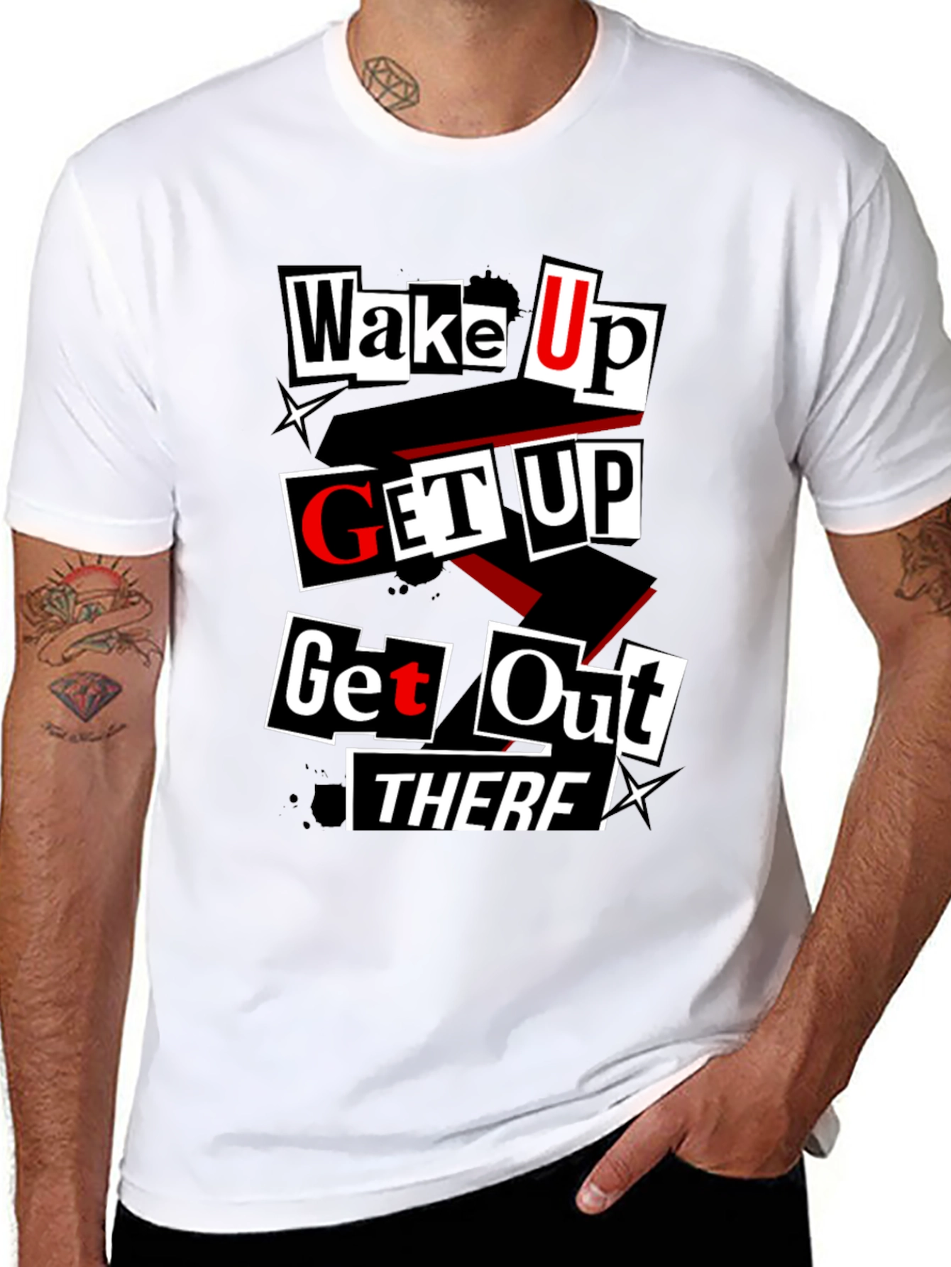 Wake Up Get Up T-Shirt - Black Graphic Tee