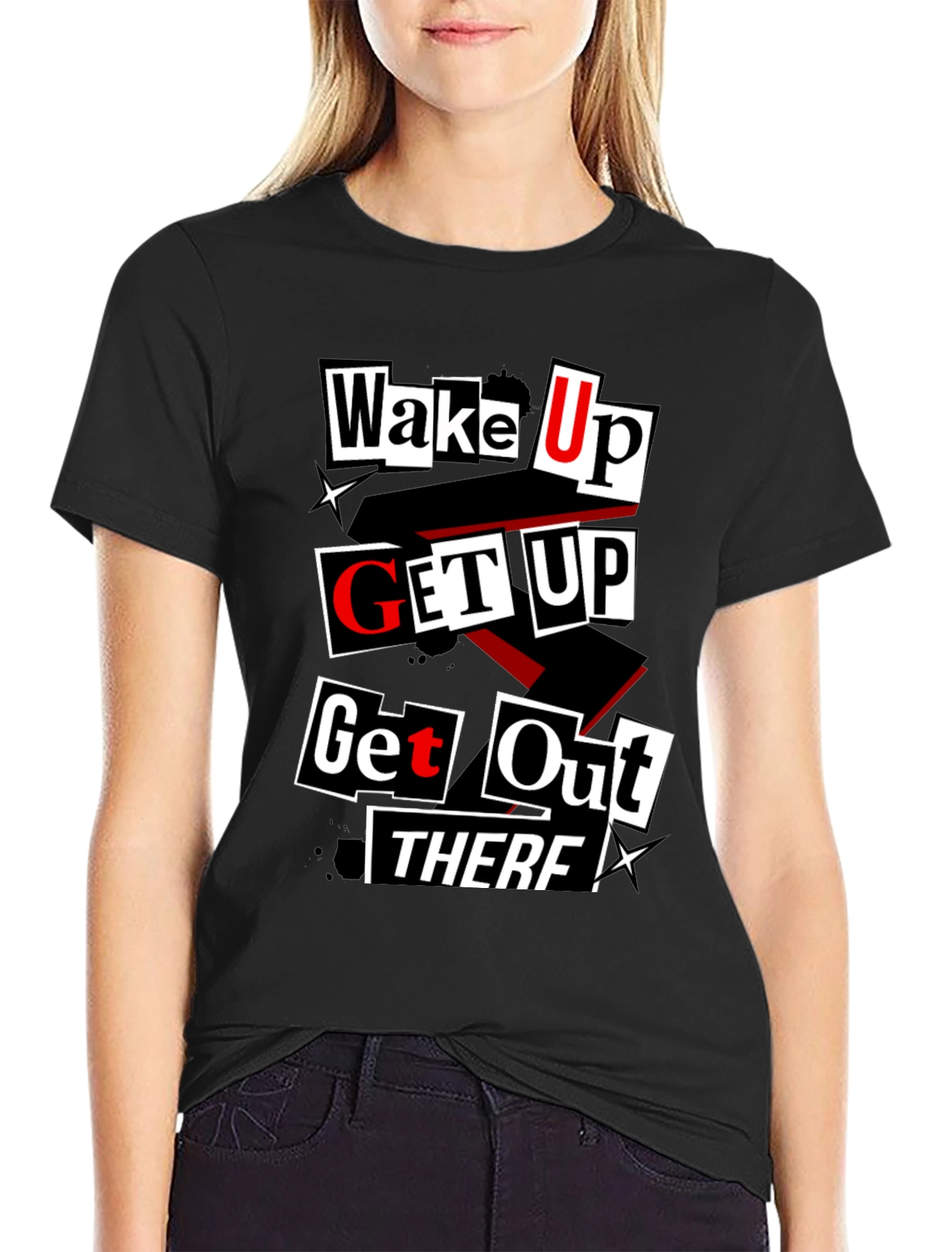 Wake Up Get Up T-Shirt - Black Graphic Tee