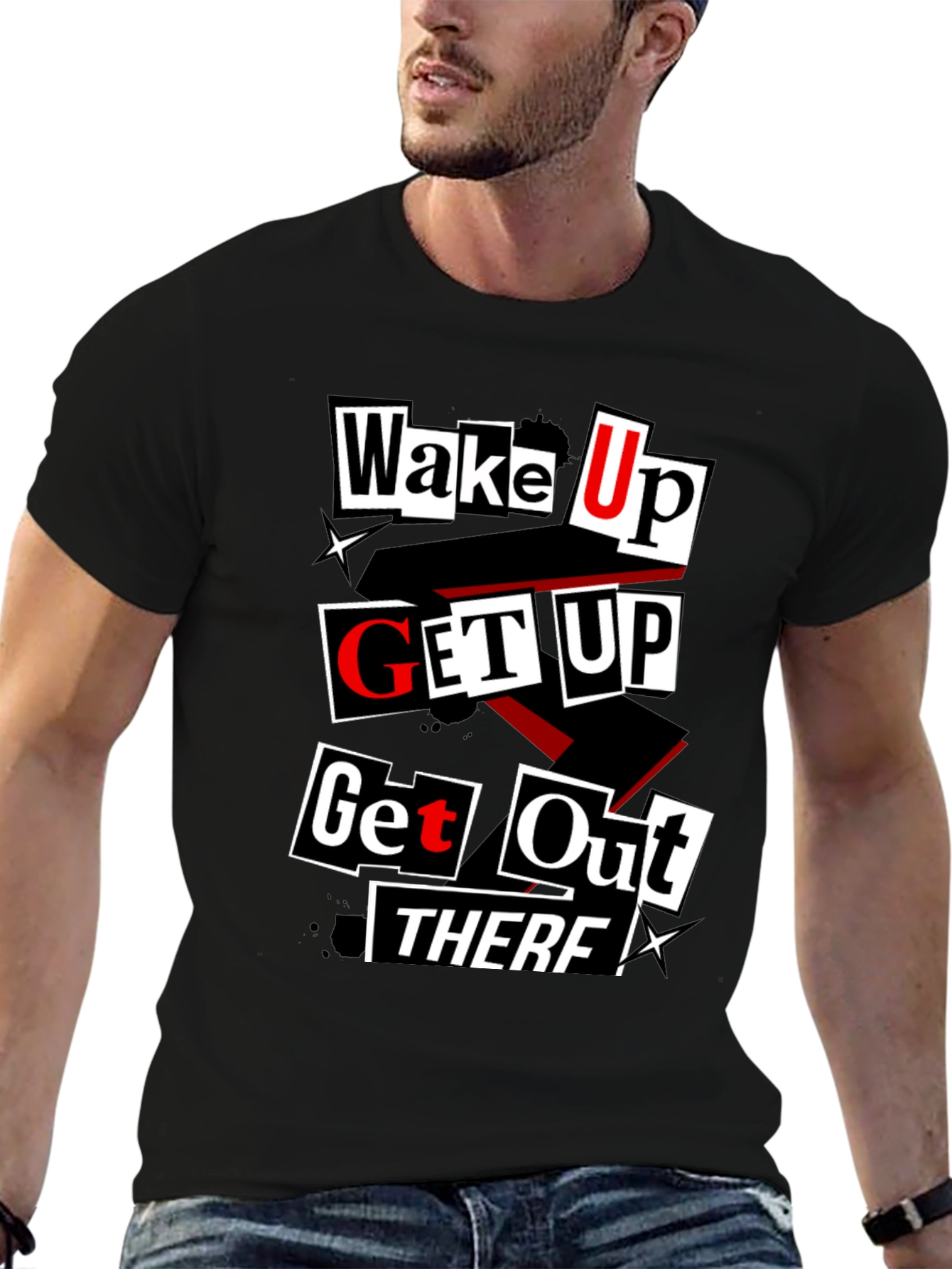 Wake Up Get Up T-Shirt - Black Graphic Tee